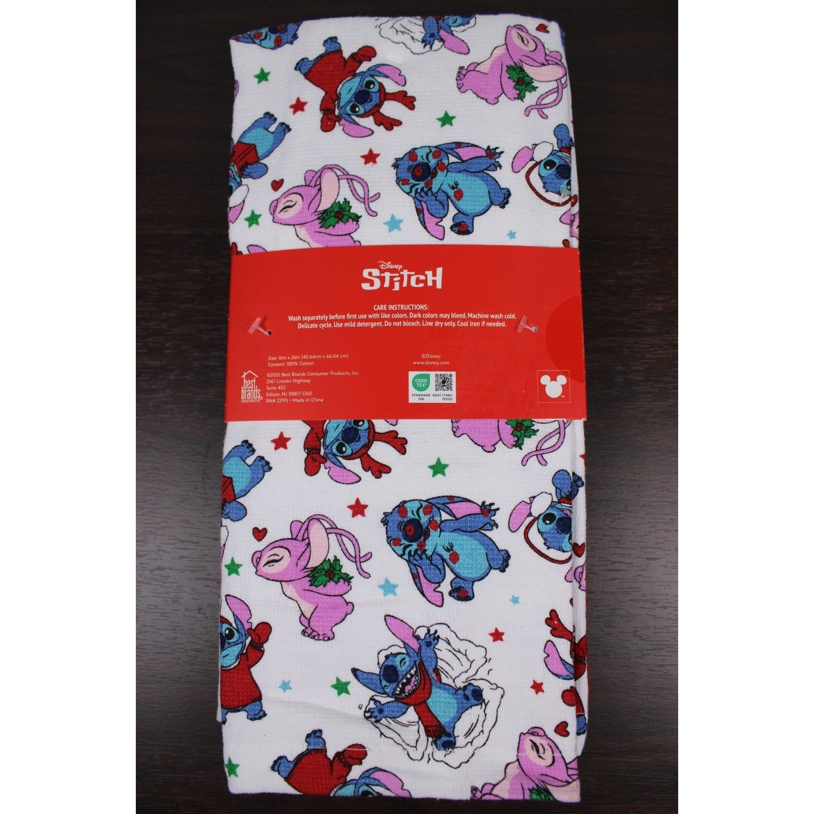 Disney Stitch & Angel Cotton Kitchen Towels – Set of 3 – Christmas Holid fun day