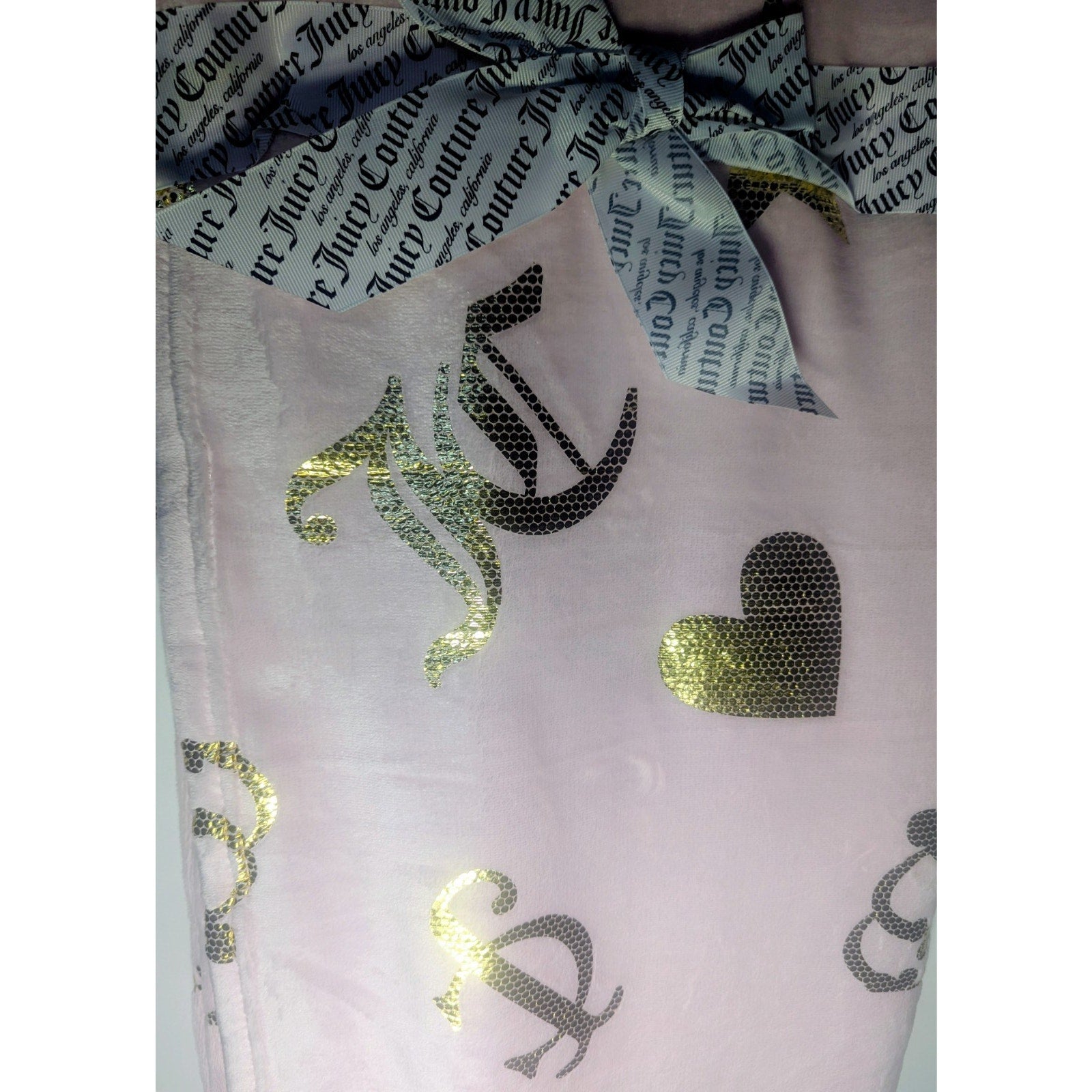 Juicy Couture Pink Plush Throw Blanket 60" X 70" Oversized, Crown, Stars, Hearts