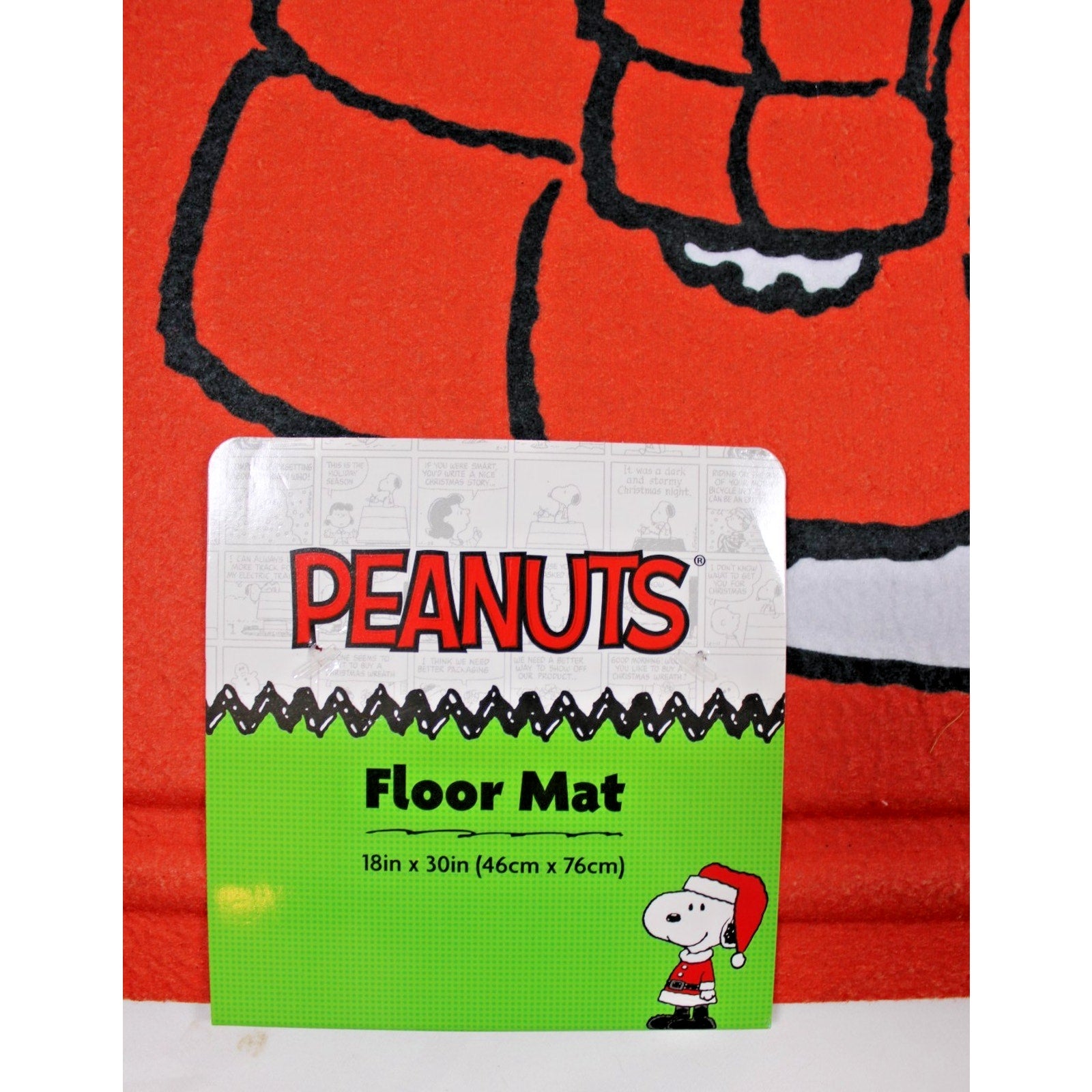 PEANUTS Snoopy RED Puffer Jacket ”Happy Holidays” Christmas Rubber Mat 18”X30”