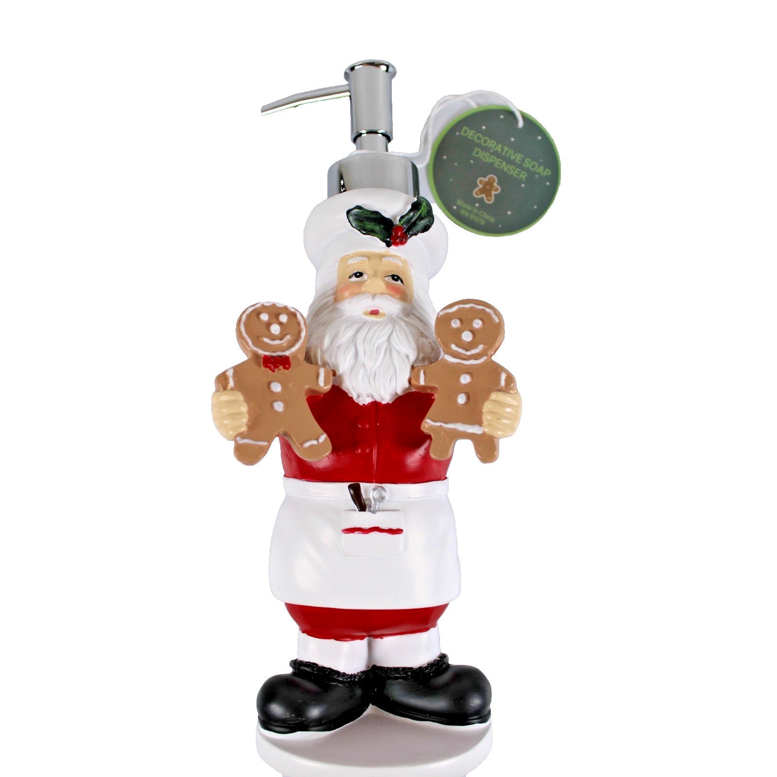 Santa Claus Chef w/Gingerbread Cookie Men Soap Or Lotion Dispenser, Christmas