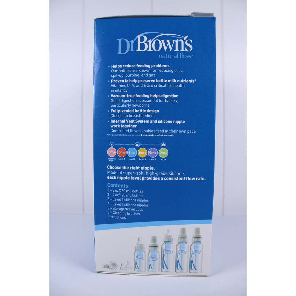 Dr. Brown's Natural Flow Baby Bottle Newborn Gift Set Box 5 Bottles + nipples