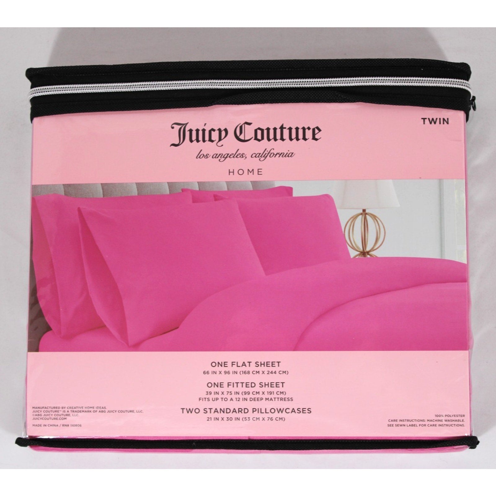 Juicy Couture Hot Pink Twin Sheet Set 4pc Fun Pink Peacock