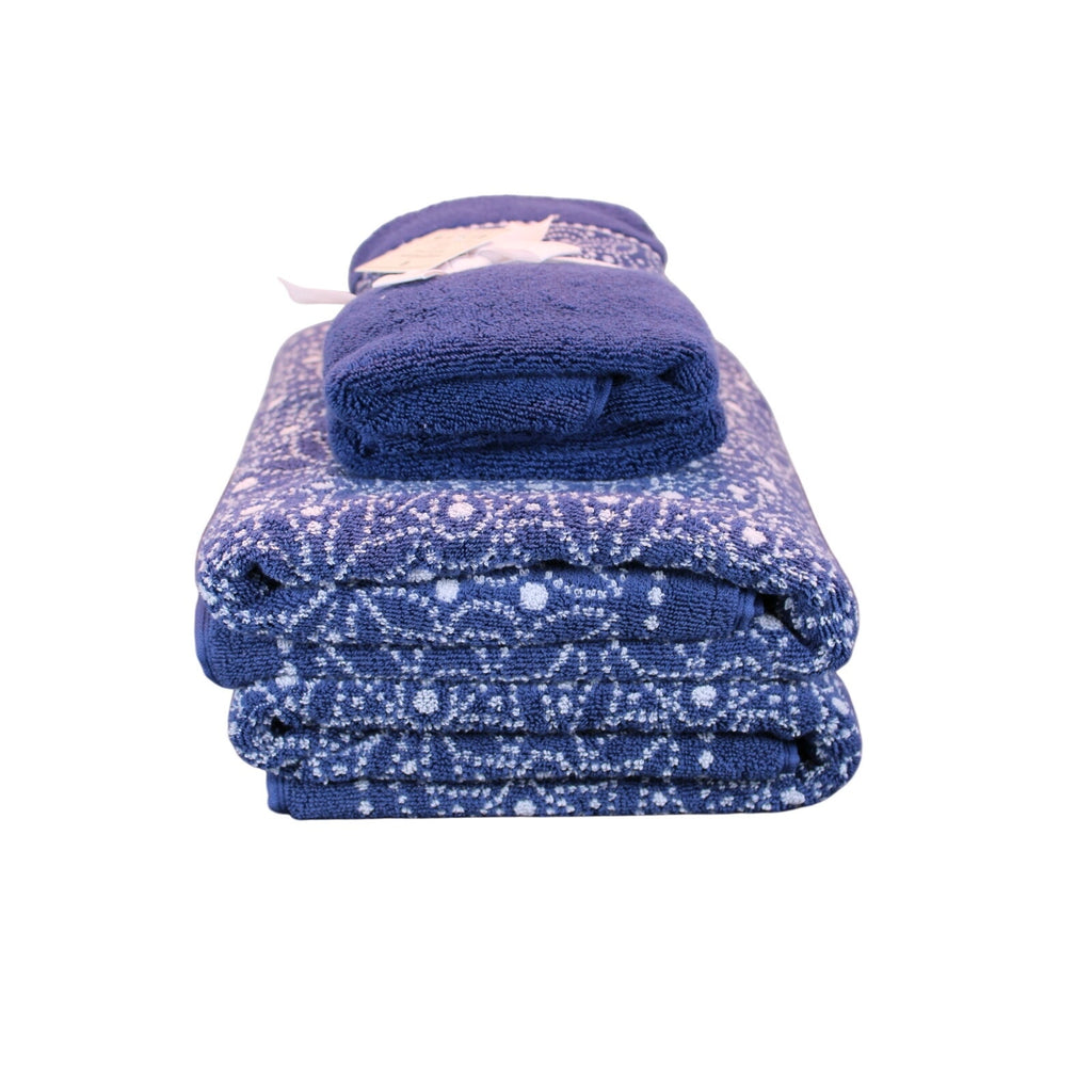 Wendy Bellissimo 4pc Blue Floral Towel Set - 100% Cotton Ultra Soft - NEW