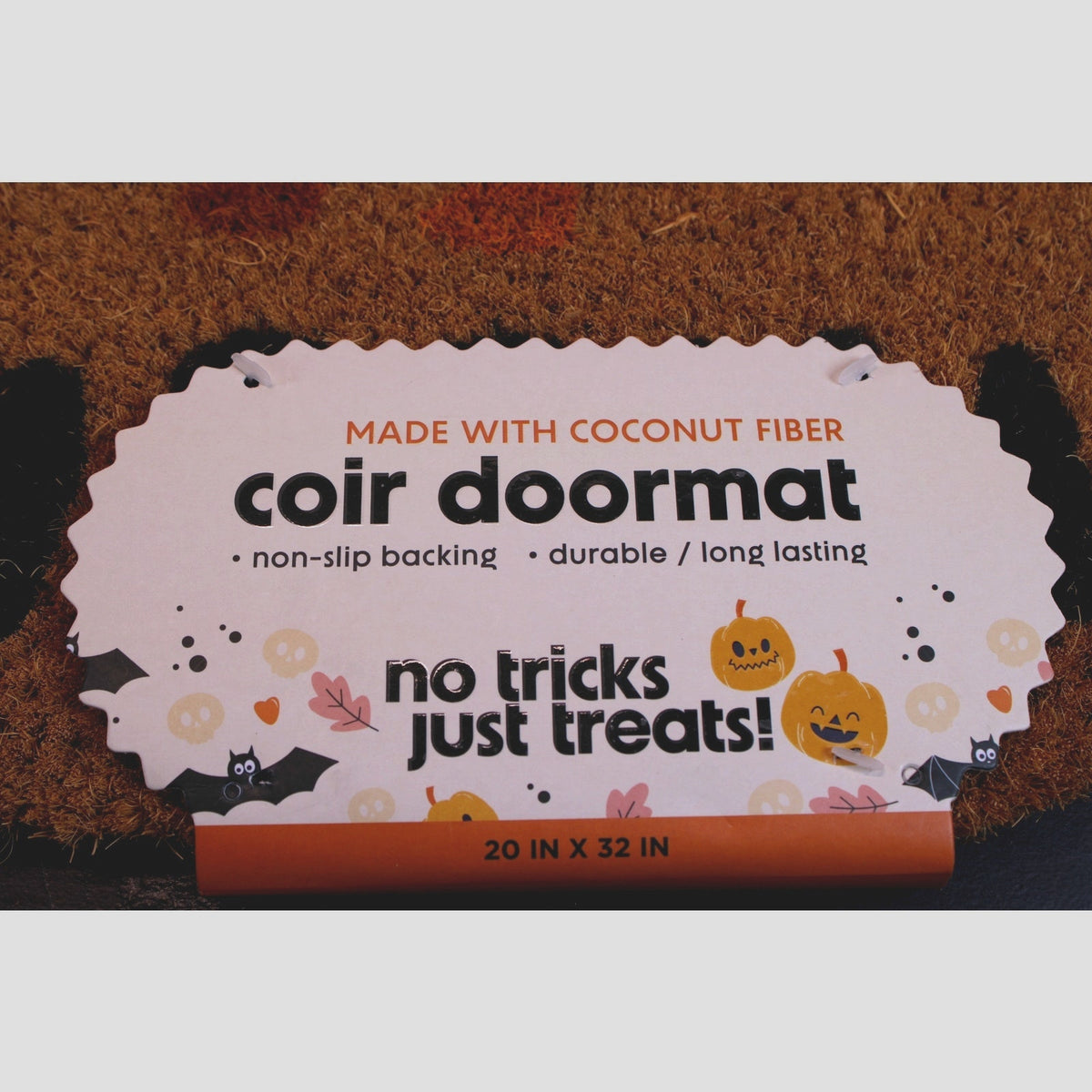 "Happy Halloweenie" dog Coir Doormat, 20x32in, Non-Slip Halloween - NEW