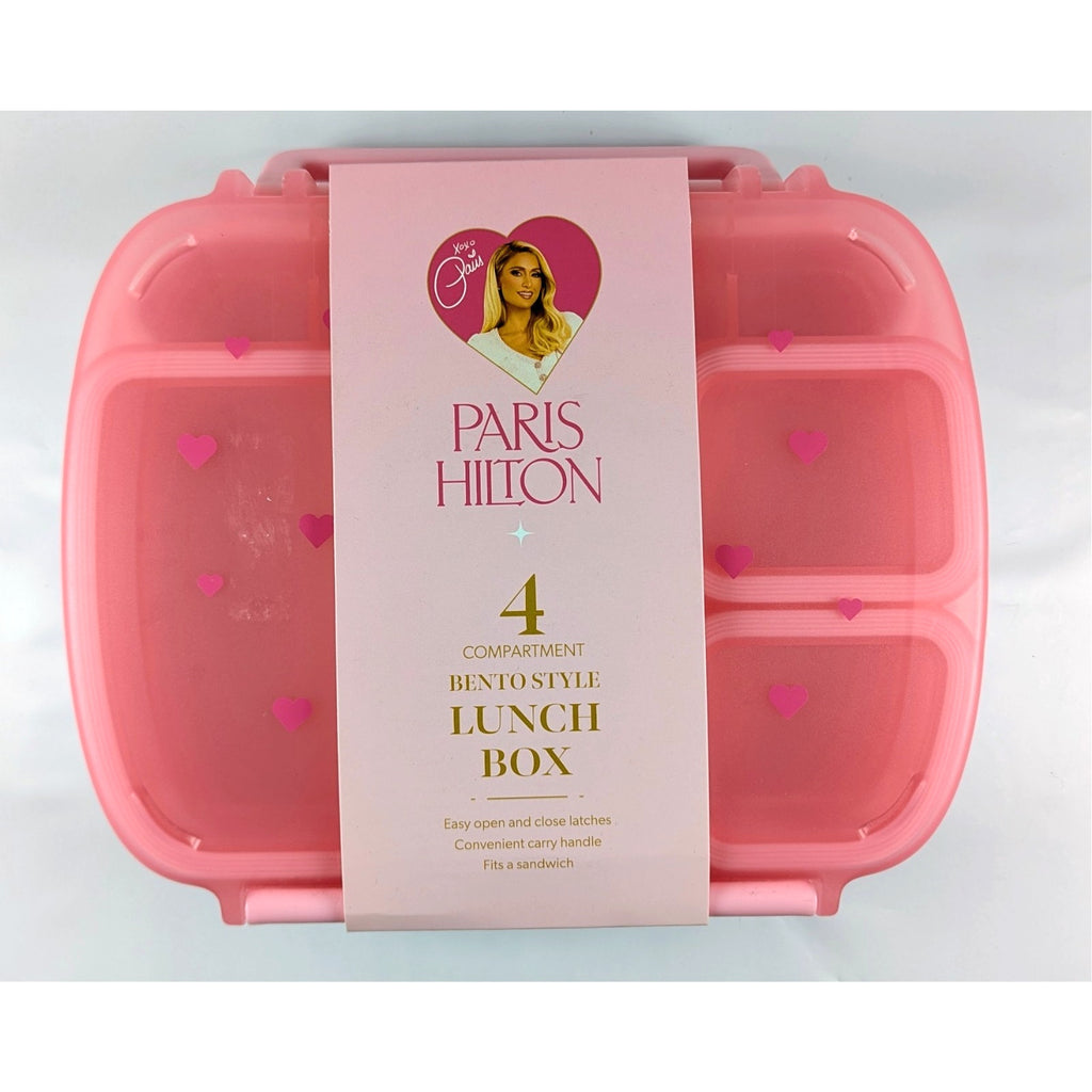 Paris Hilton Bento Style Box 4 Compartment Lunch Box Pink Hearts NEW