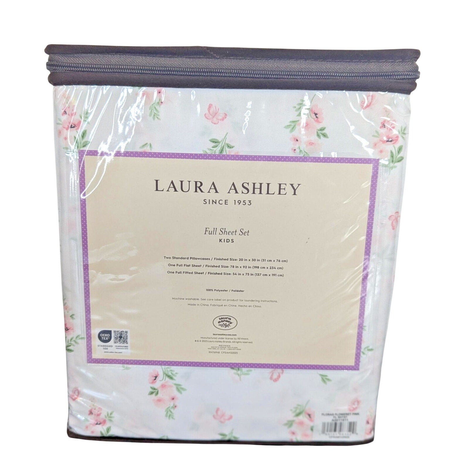 Laura Ashley Spring Flowers Butterflies 3-pc FULL Sheet Set - New