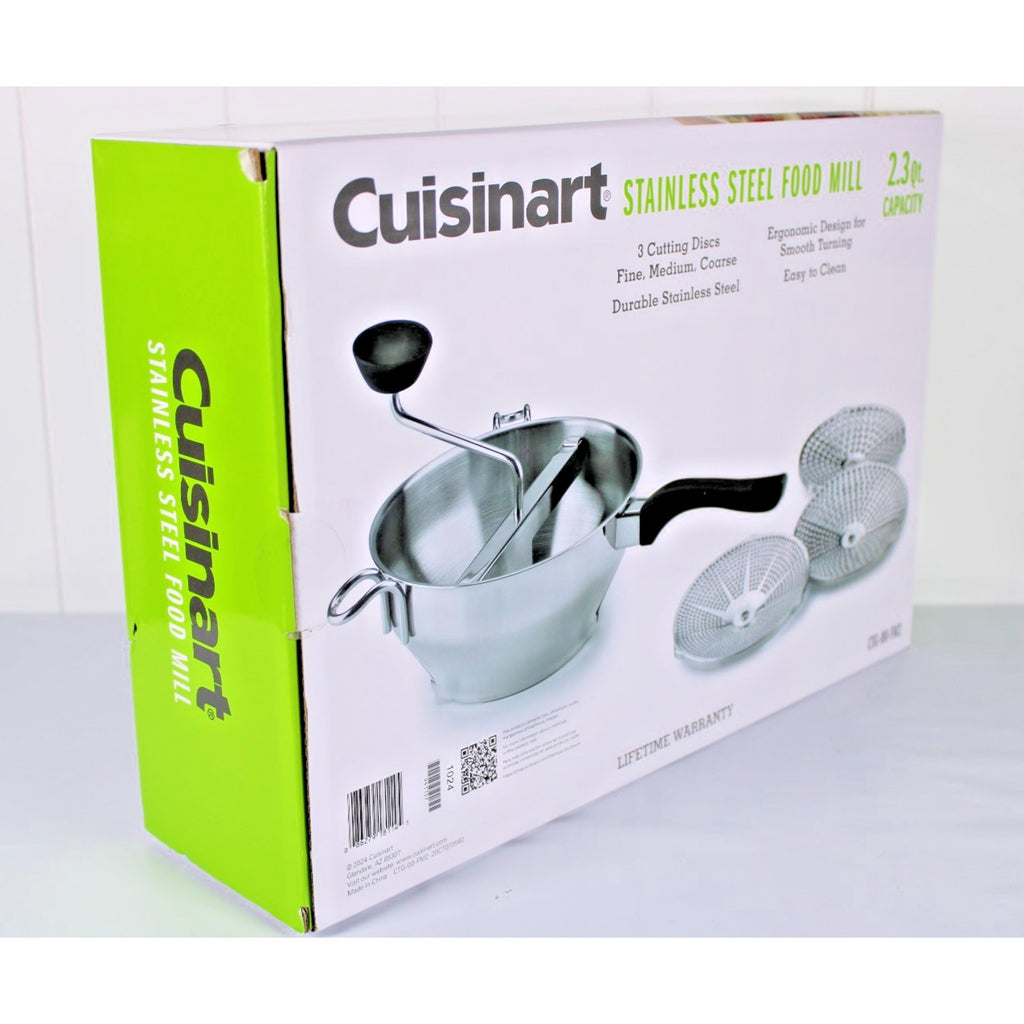 Cuisinart Stainless Steel Food Mill 2.3 Qt-3 Cutting Discs Fine, Medium, Coarse