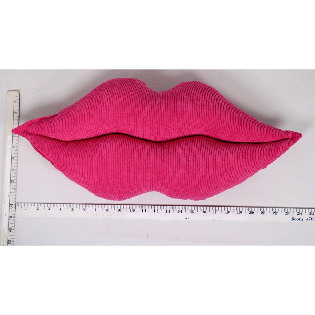 Corduroy Lip Shaped Throw Pillow Cushion Hot Pink - 24 x 10 inches