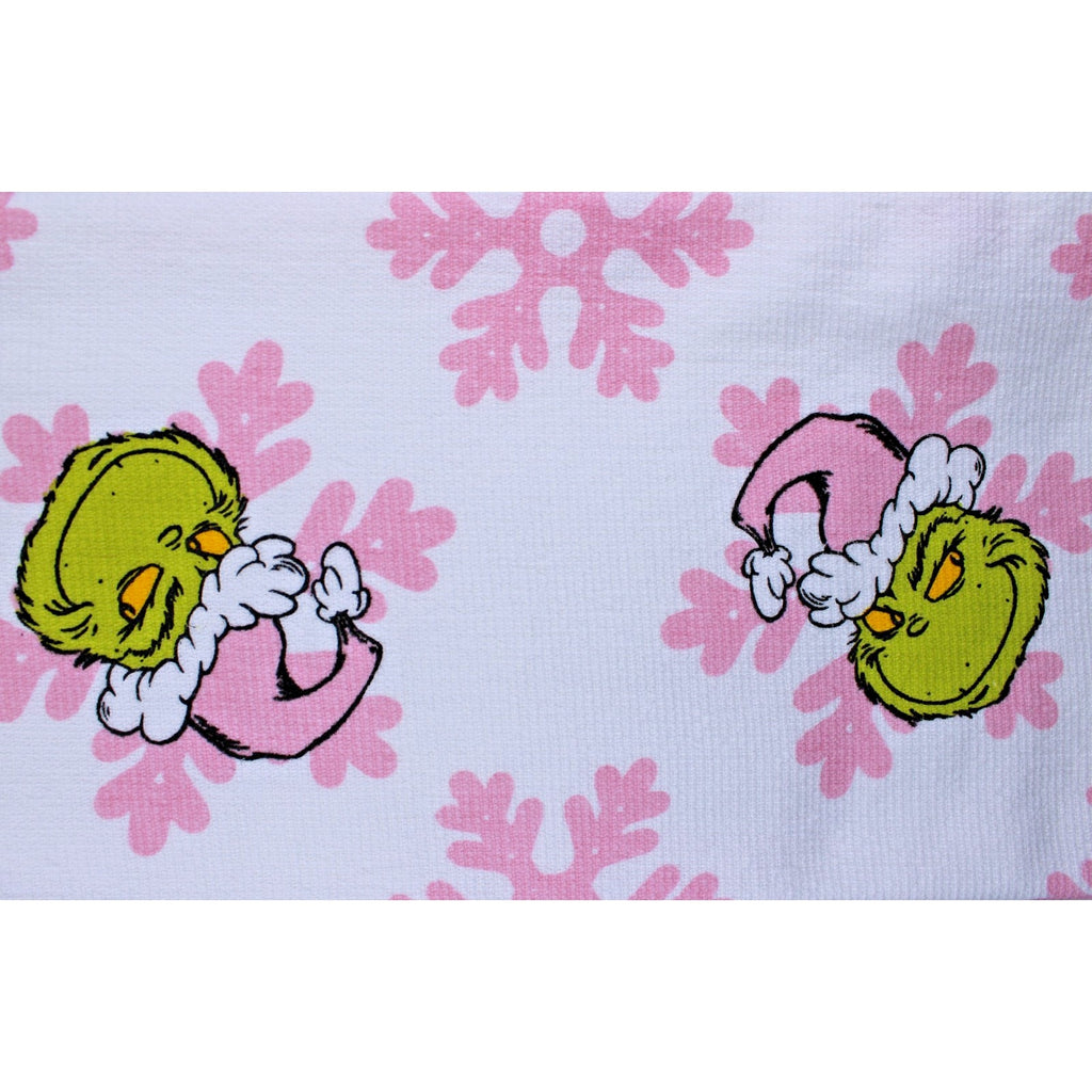 Dr. Seuss The Grinch Pink Snowflakes and Santa Hats Kitchen Towels Set of 3