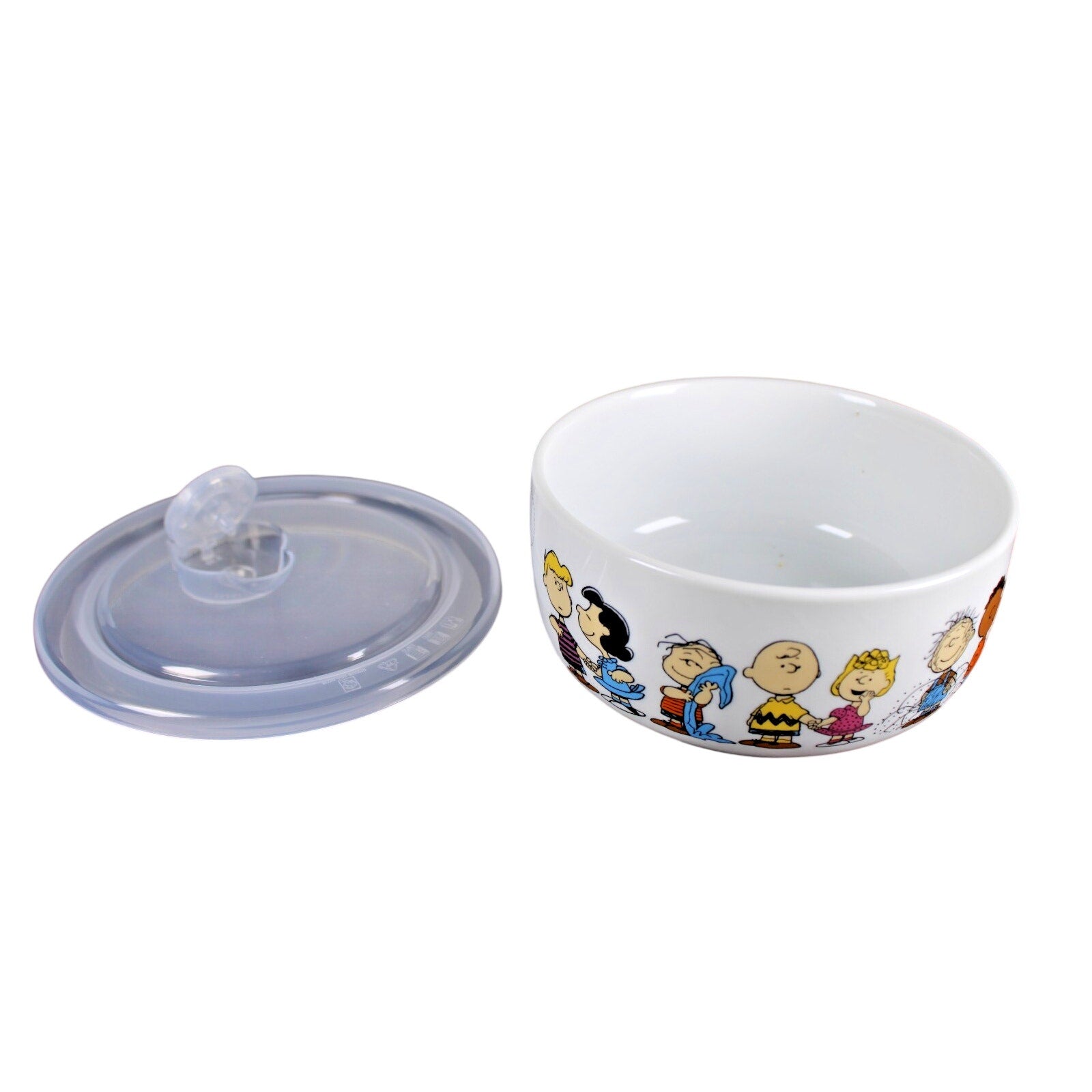 Peanuts Snoopy Gang Pressure Vent Lid Food Storage Container Bowl Ceramic 5" NEW