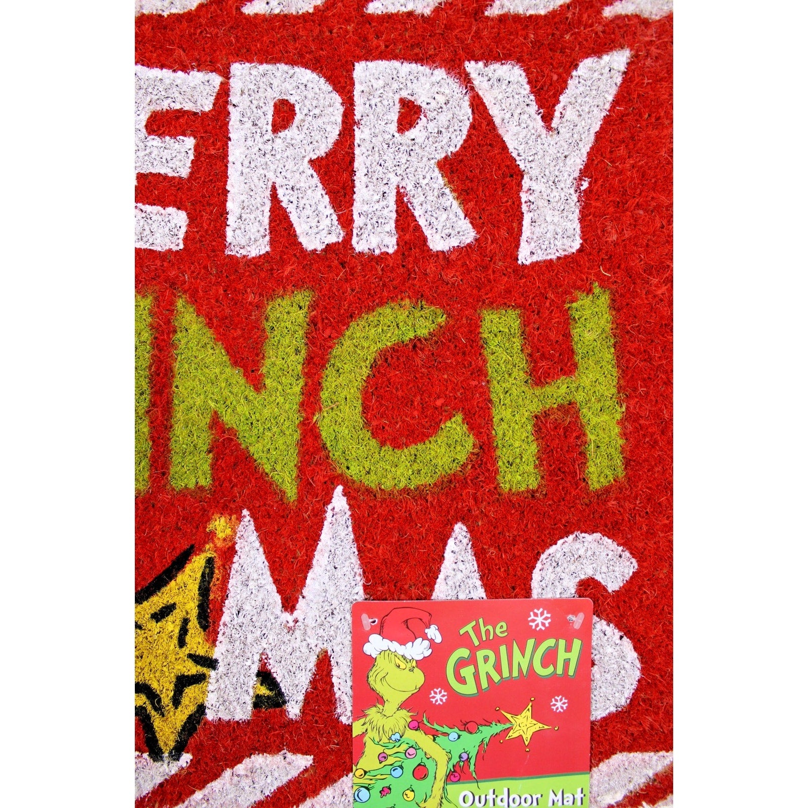 Grinch "Merry Grinchmas" Mat Door Rug Outdoor Coir 18"x28" Christmas Tree
