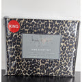 Nicole Miller Studio Luxury Satin KING Sheet Set 4 Pc Leopard Cheetah - New