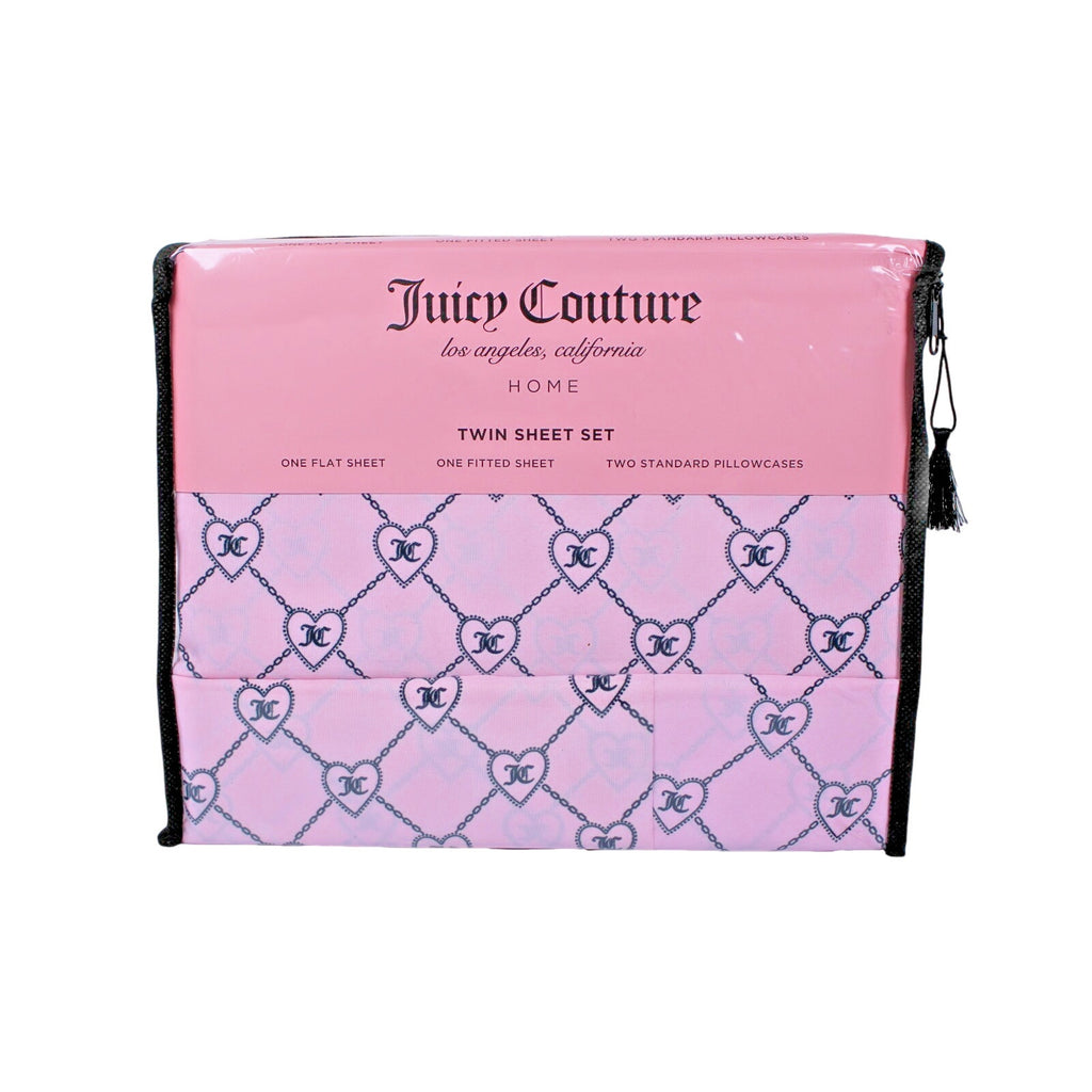 Juicy Couture Twin 4psc Bed Sheet Chains and Hearts