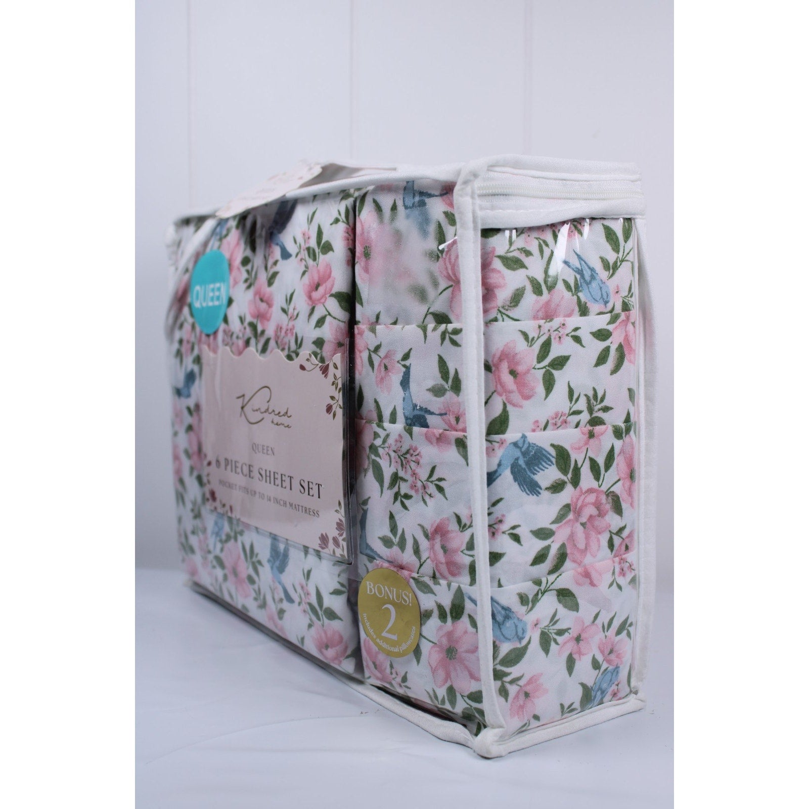 KINDRED HOME 6 pc Floral design Queen Sheet Set 2 EX Pillowcases