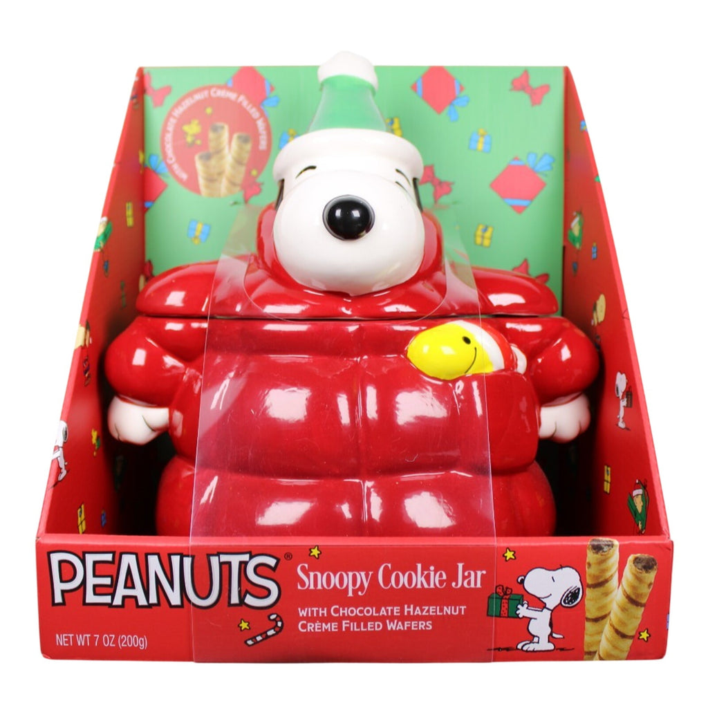 Peanuts Snoopy & Woodstock Red Puffer Jacket Cookie Jar Canister Christmas
