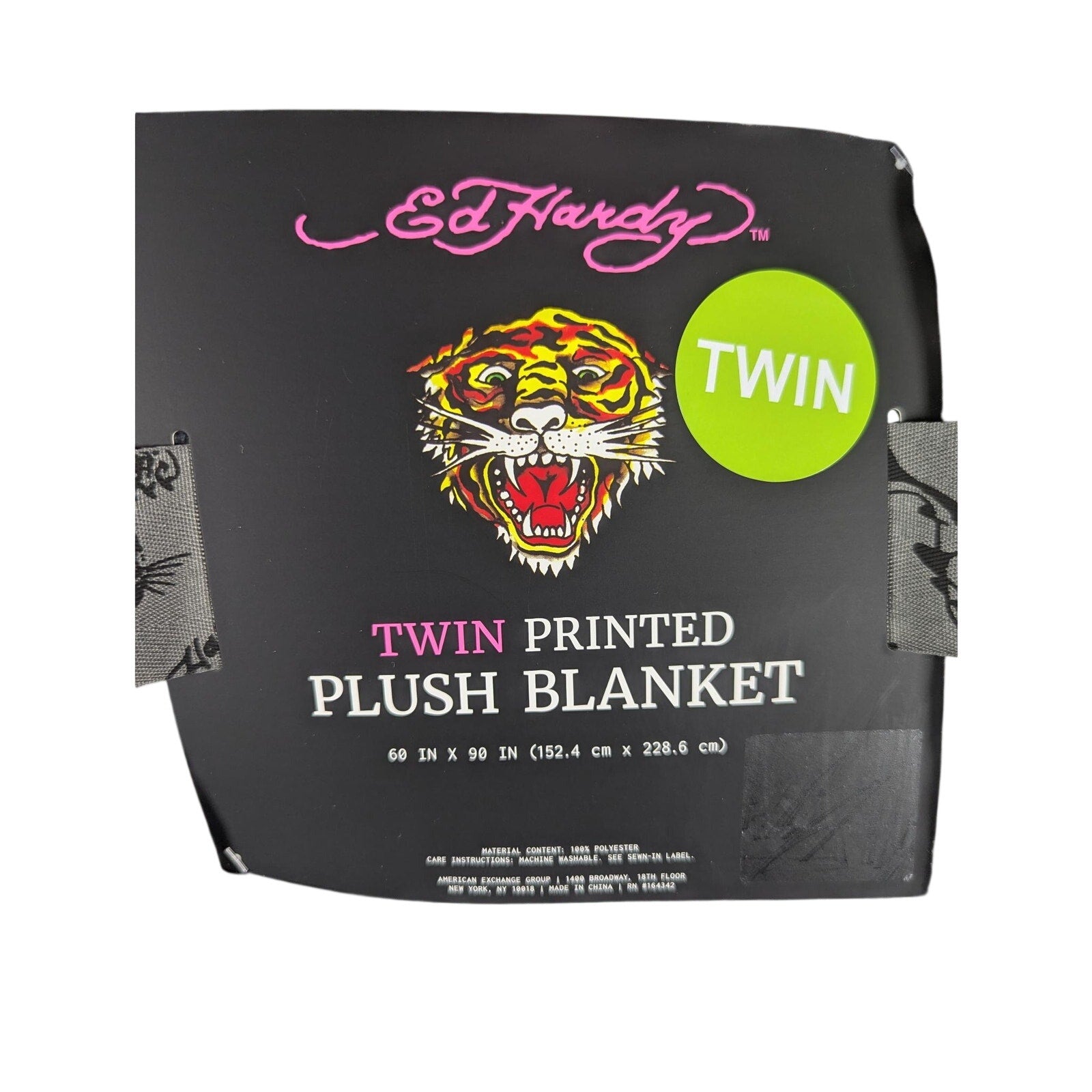 Ed Hardy Twin Plush Blanket 60x90 Roses, Leopard Spots