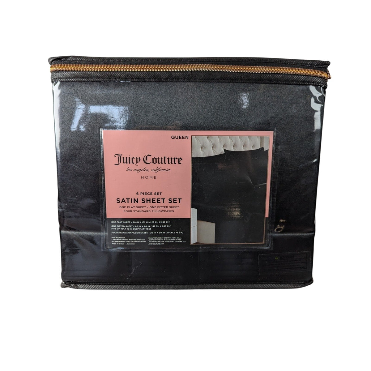 Juicy Couture 6 Piece Queen Satin Sheet Set - Cristal Collection NEW