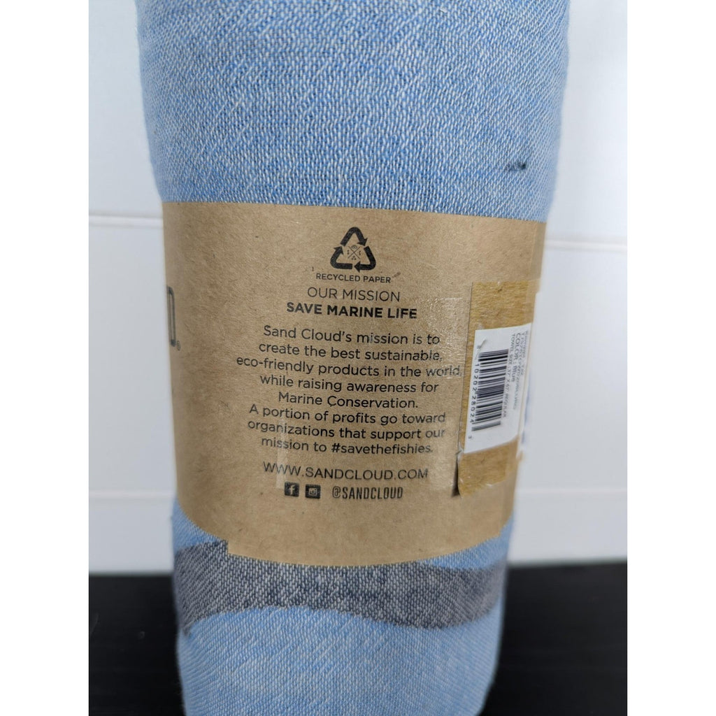 Sand Cloud Beach Towel Turtle, Blue - 100% Turkish Organic Cotton - NEW