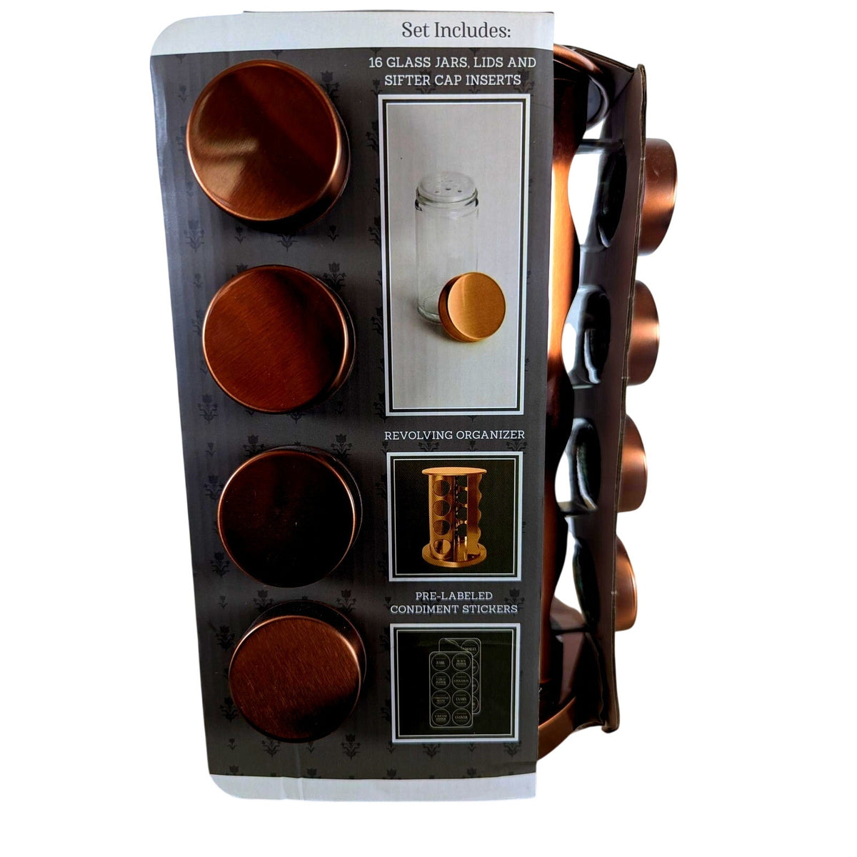 Revolving Spice Rack w/16 Jars w/ sifter caps, Rotating Carousel for Kitchen