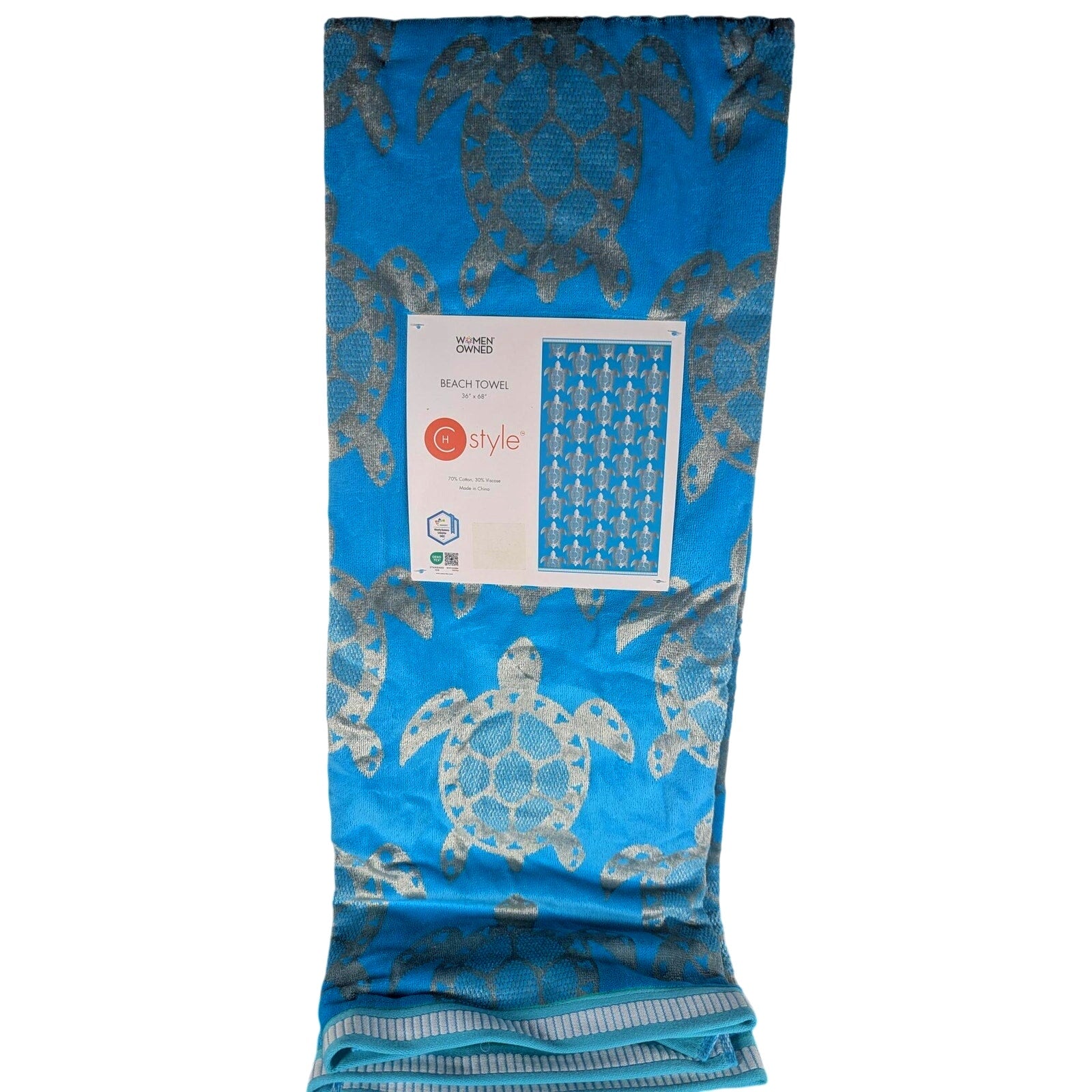 CH Style-Women Owned 36x68 Beach Towel, Turtles