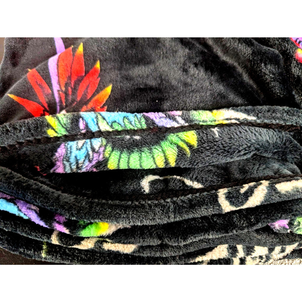 Ed Hardy Printed Plush Oversized Throw Blanket Black Parrot Tattoo Art 60x70 NEW