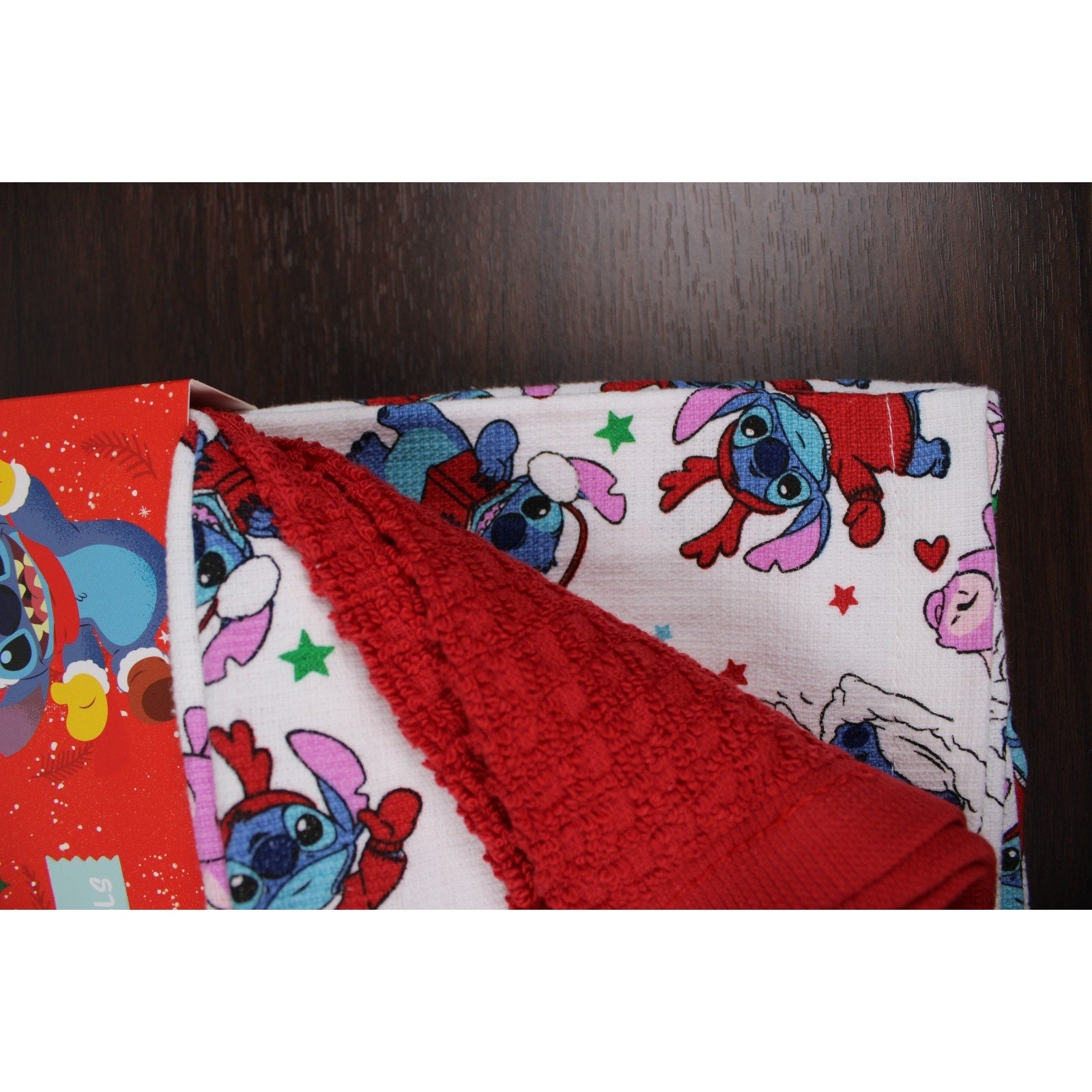 Disney Stitch & Angel Cotton Kitchen Towels – Set of 3 – Christmas Holid fun day