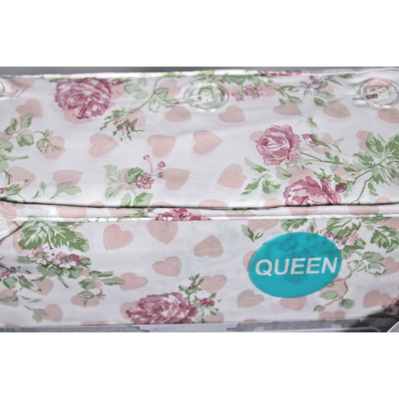 THE FARMHOUSE Rachel Ashwell 4 Pcs. White/Pink Queen Sheet Set Roses & Hearts