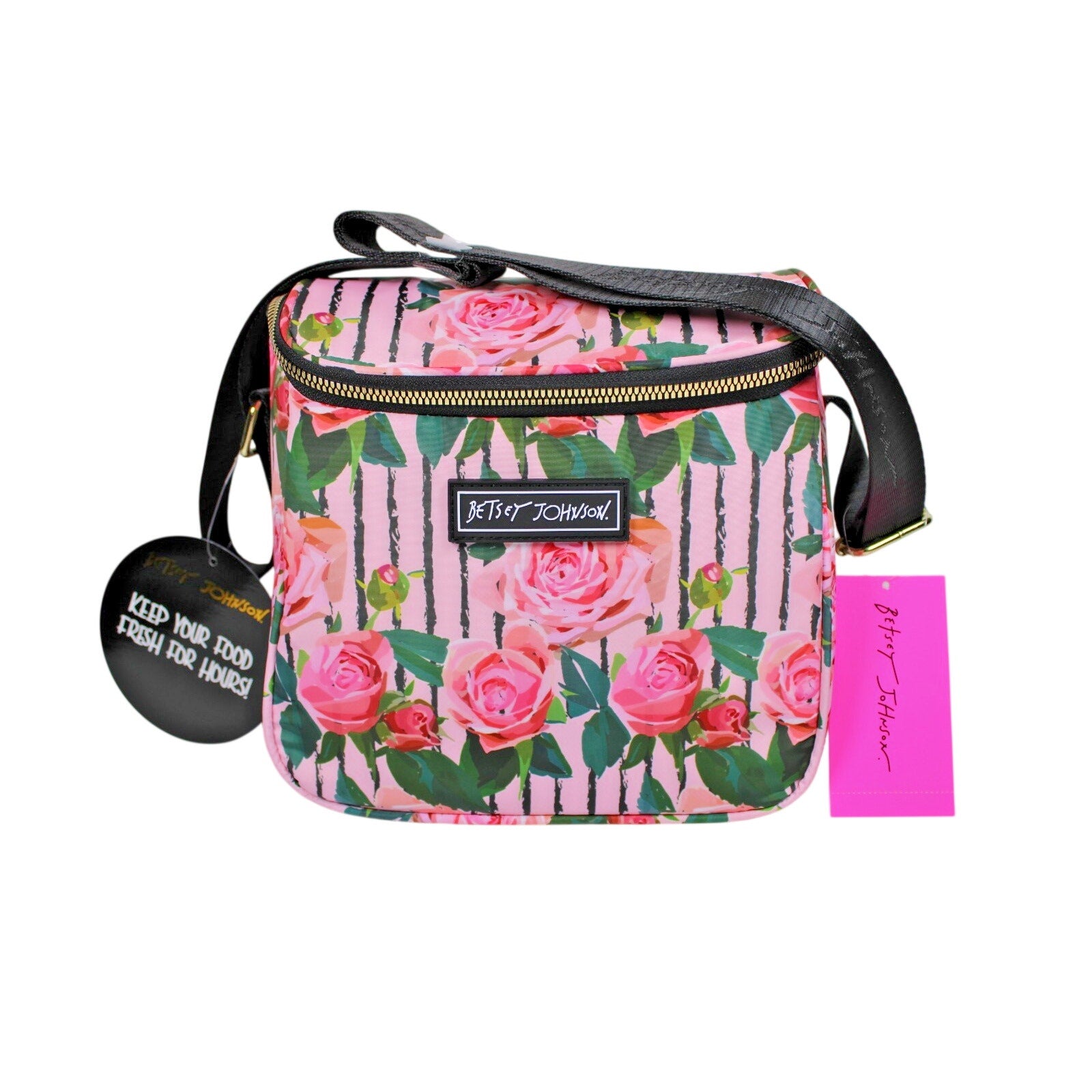 Betsey Johnson Rose Isolated Cube Lunch Tote Medium.