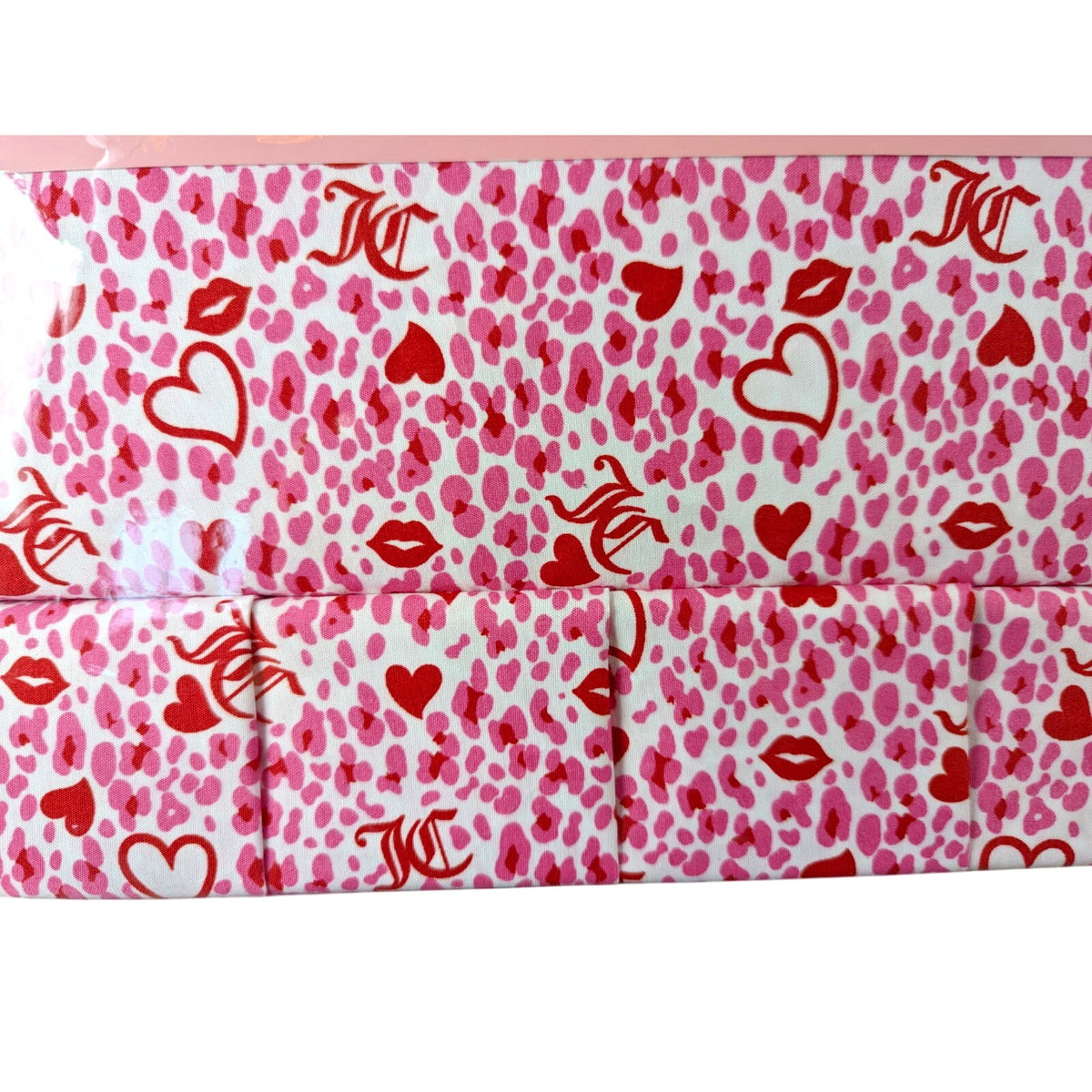 Juicy Couture Queen Sheet Set 6 Pieces Leopard Print Pink Heart Valentine’s Day