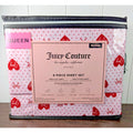 Juicy Couture Queen 6pc Sheet Set, Juicy Monogram, Red Hearts & Red Dots