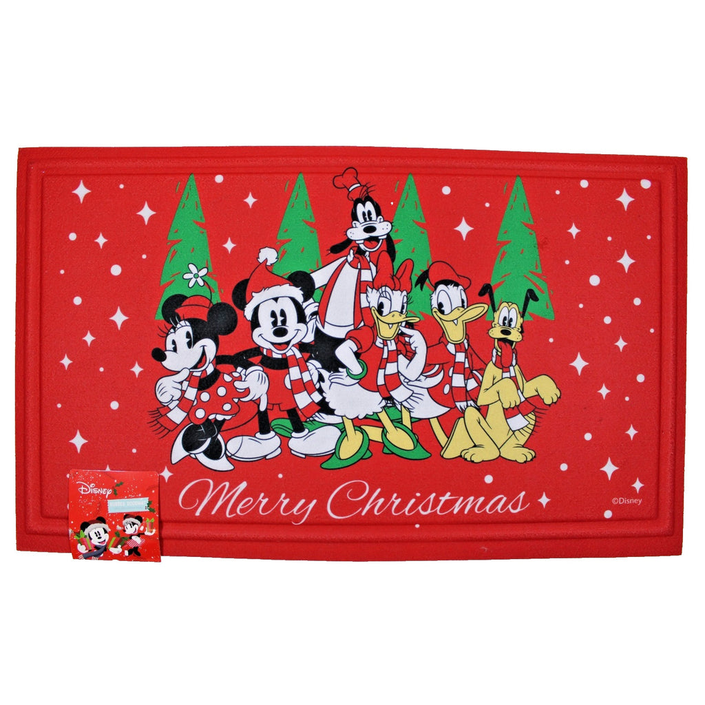Disney Mickey & Friends Christmas Cheer Rubber Doormat 18"x30" Merry Christmas