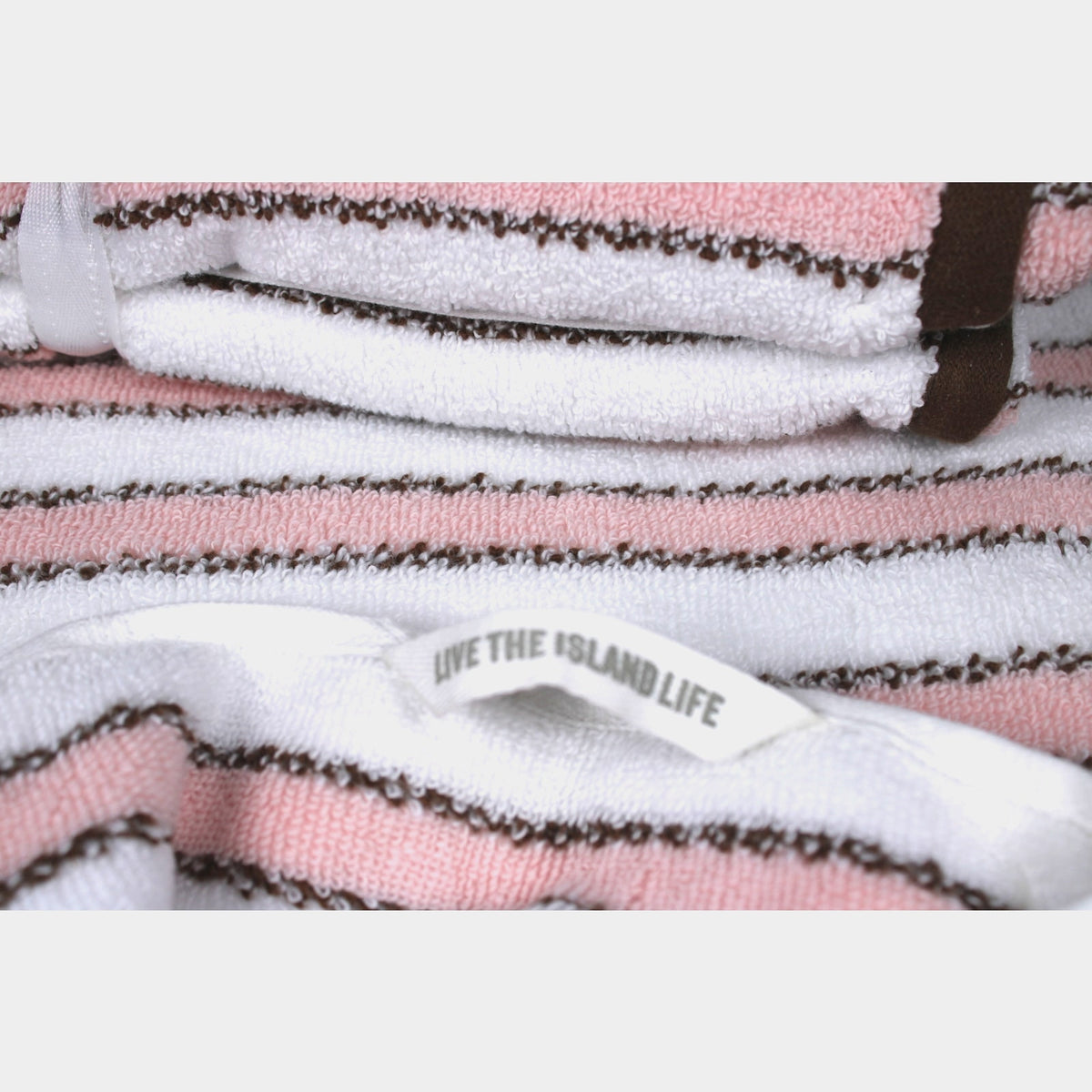 Tommy Bahama 4pc Ticking Stripe Pink/Brown Bath & Hand Towel Set