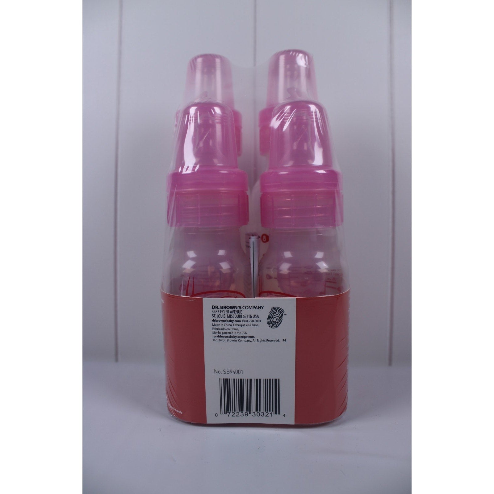 Dr Brown's Natural Flow BPA Free 0m+ Level 1 PINK 2+2 Bottles 4 Pack Set