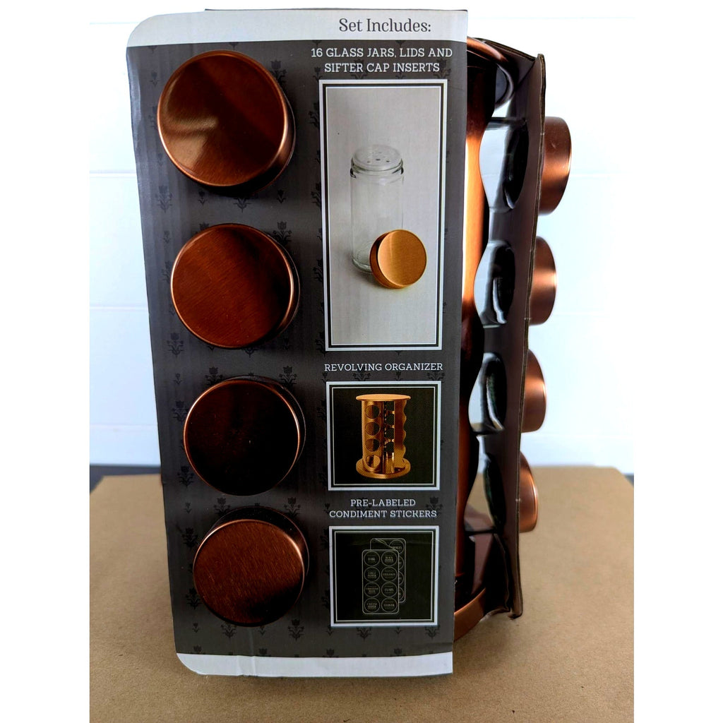 Revolving Spice Rack w/16 Jars w/ sifter caps, Rotating Carousel for Kitchen