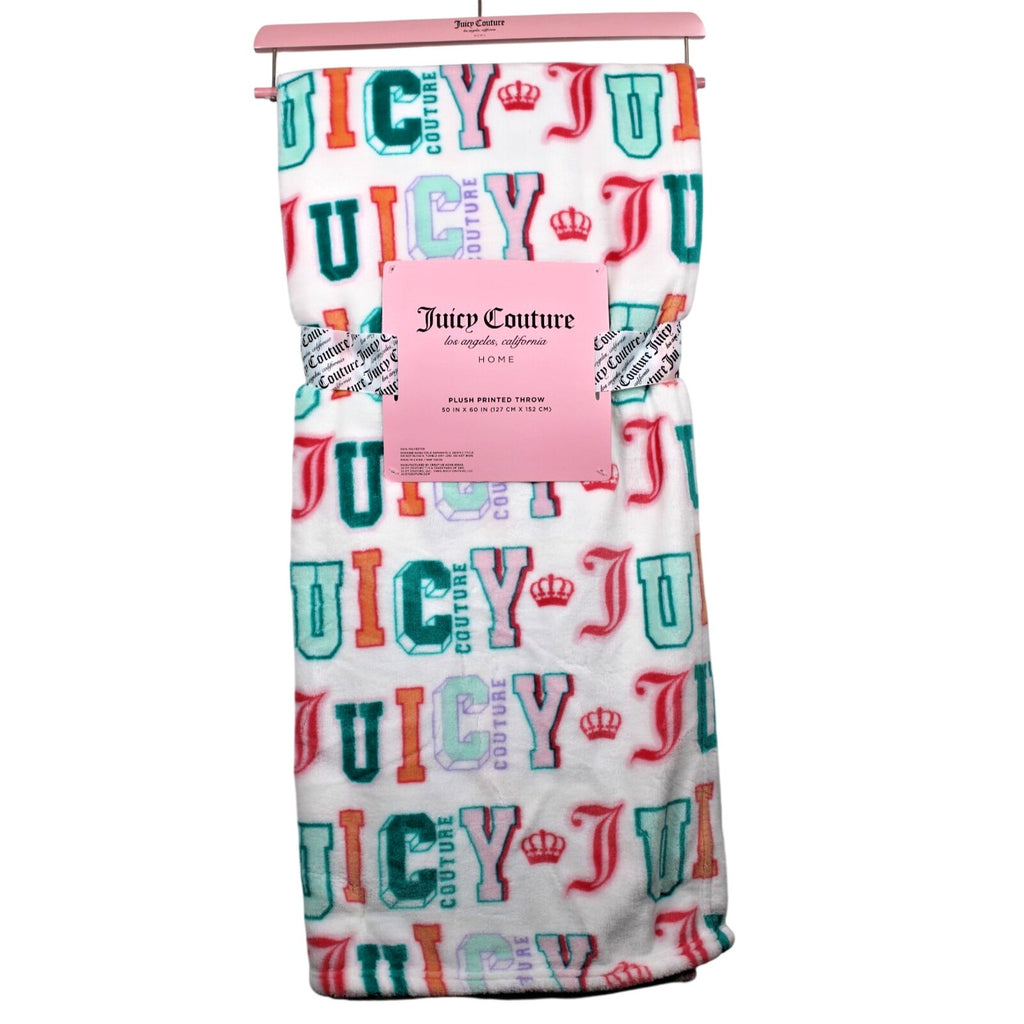 JUICY COUTURE PLUSH PRINTED THROW 50" X 60" JUICY COUTURE with CROWNS