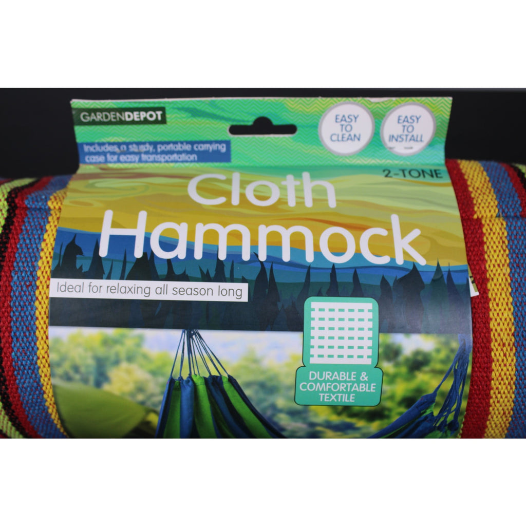 Garden Depot Cloth Hammock 2-Tone in Carrying Case, 260Lb Max Weight Capacity