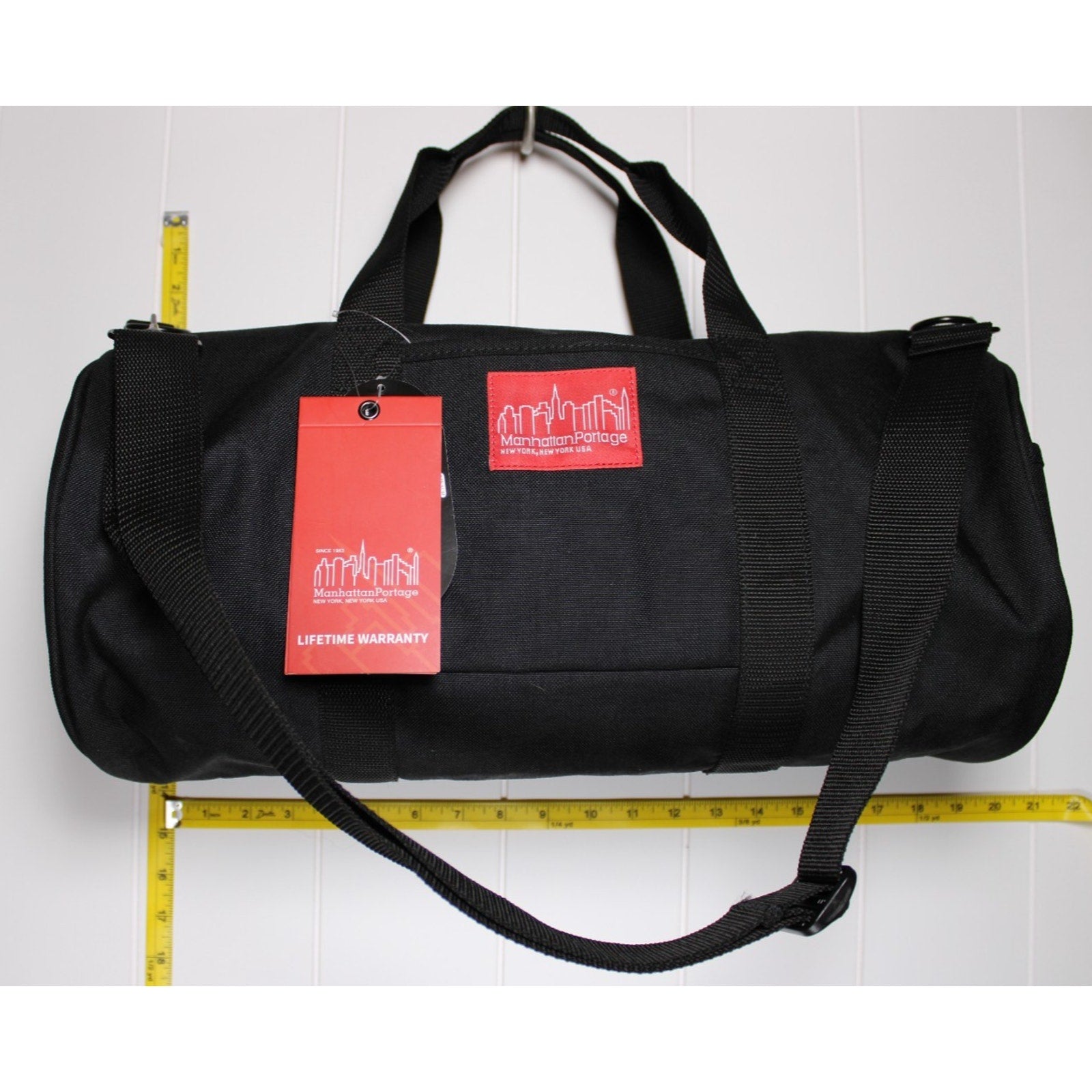 Manhattan Portage Chelsea Drum Bag Duffel, Black, 18" x 8" x 8" New NWT