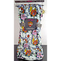 Ed Hardy Plush Oversized Throw Blanket Light Blue w/Skull Butterflies & Flowers