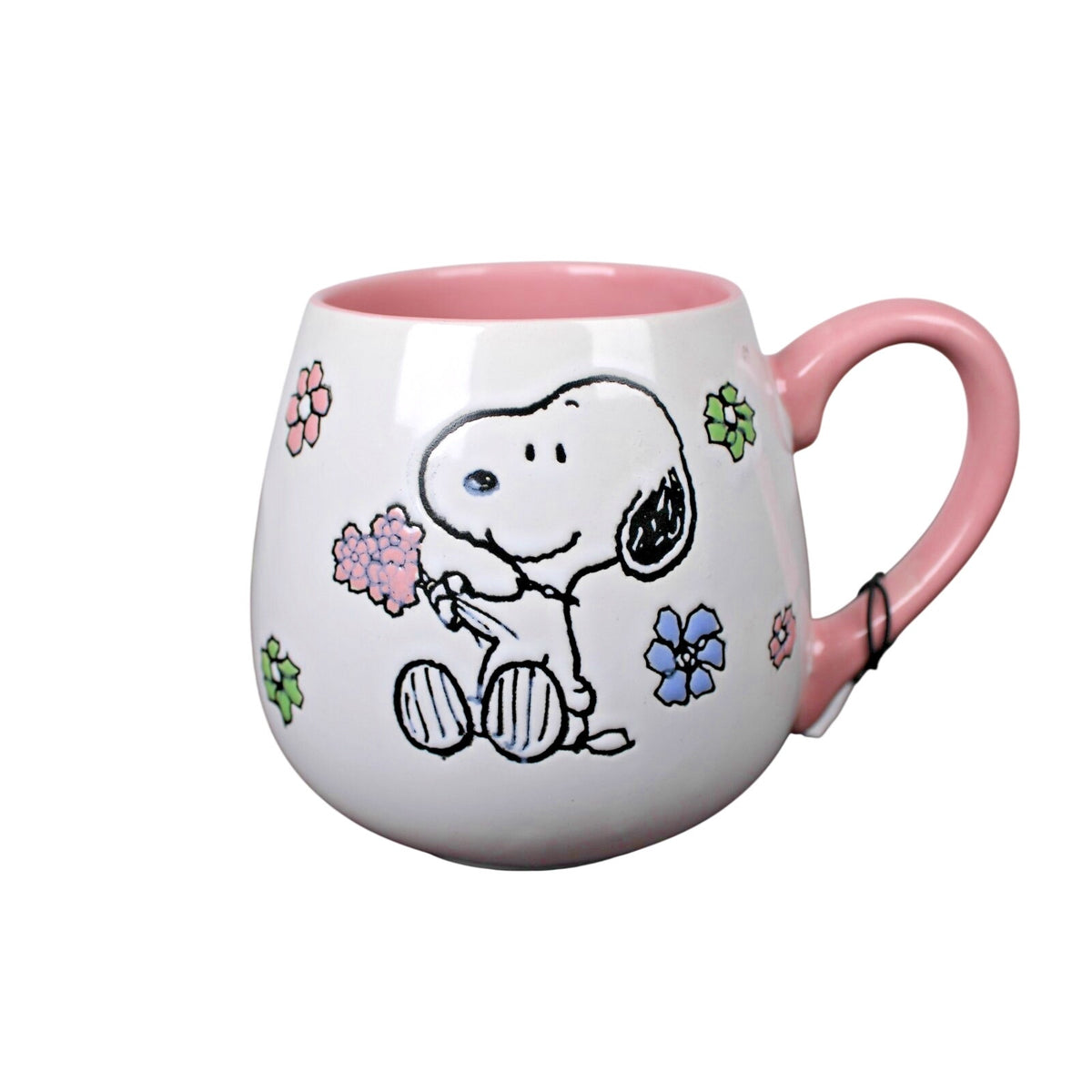 PEANUTS Snoopy FLOWERS Gibson Homeware 20oz Coffee Mug, Hot or Cold