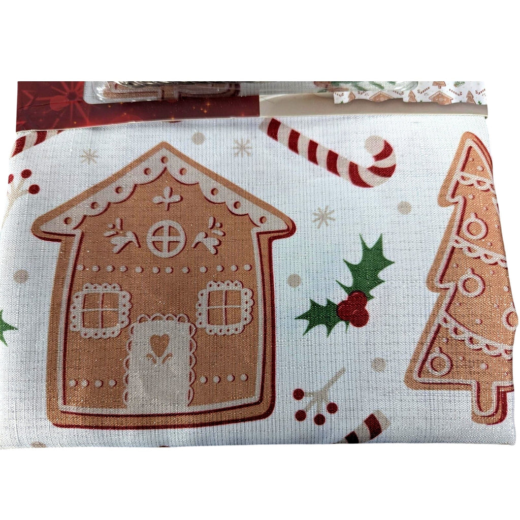 Oh What Fun Christmas Gingerbread Print Shower Curtain 72 X72,  12 Metal Hooks