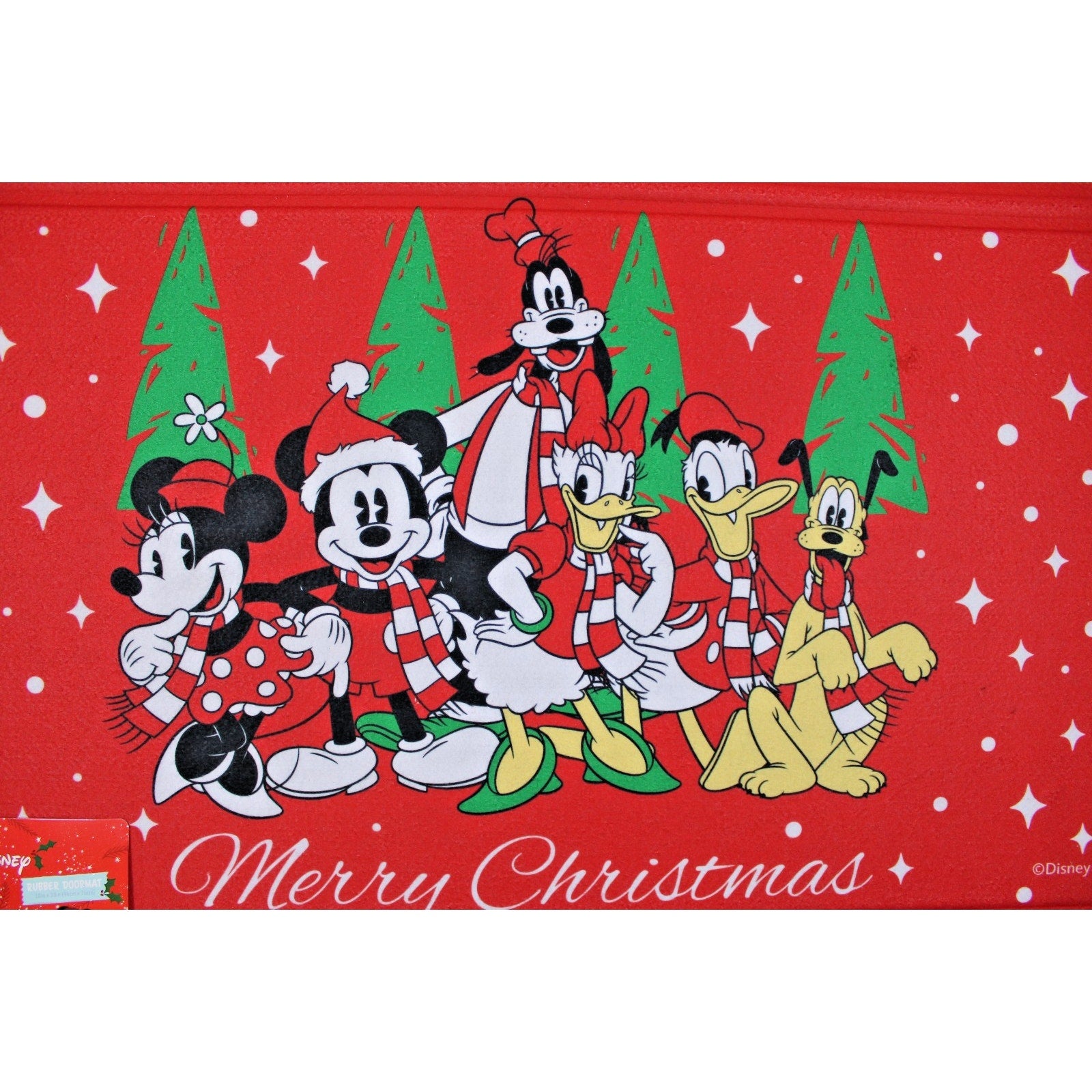 Disney Mickey & Friends Christmas Cheer Rubber Doormat 18"x30" Merry Christmas