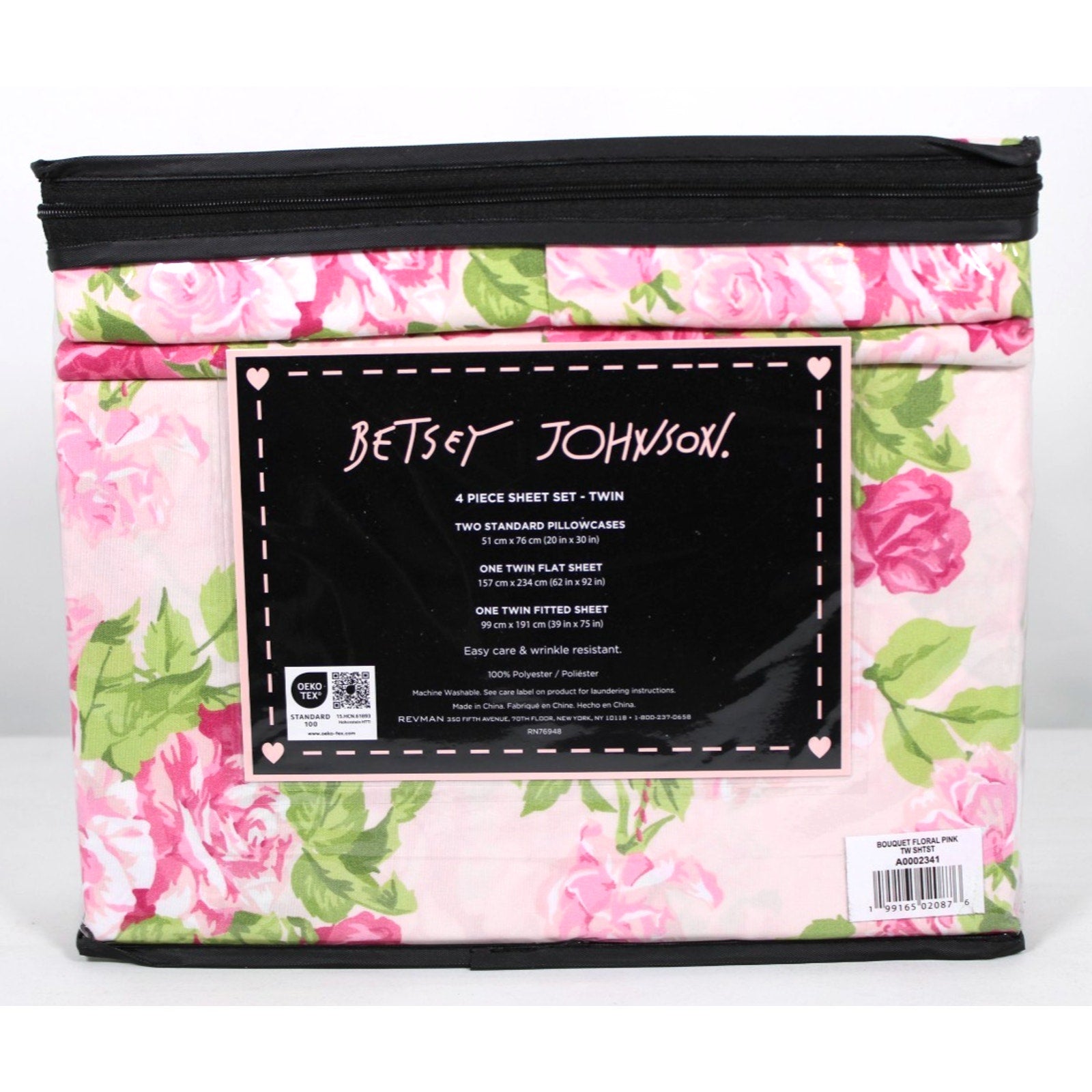 Betsey Johnson 4 Piece Twin Sheet Set Bouquet Floral Pink