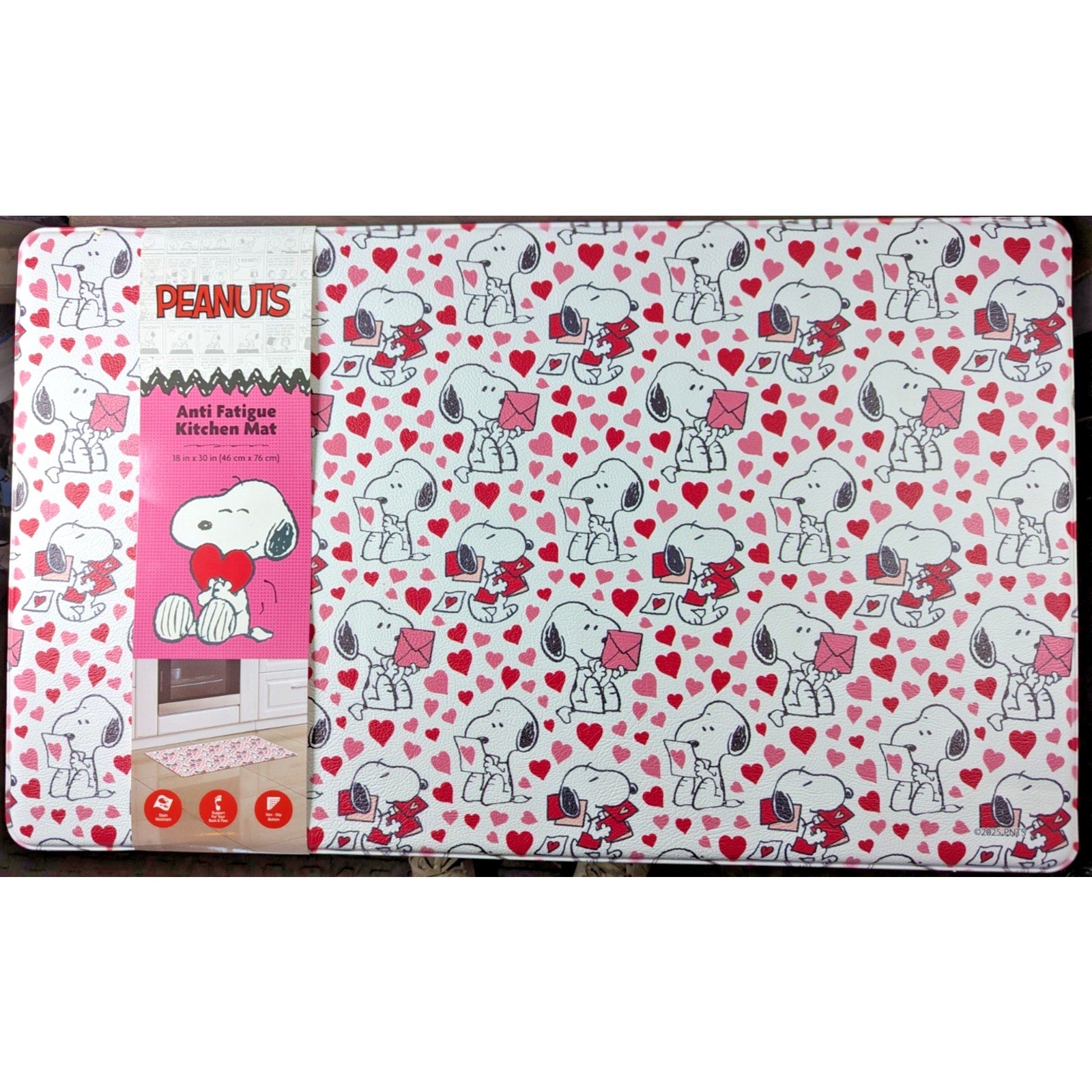 PEANUTS Snoopy Anti-Fatigue Valentine's Day Kitchen Mat 18” X 30” NEW