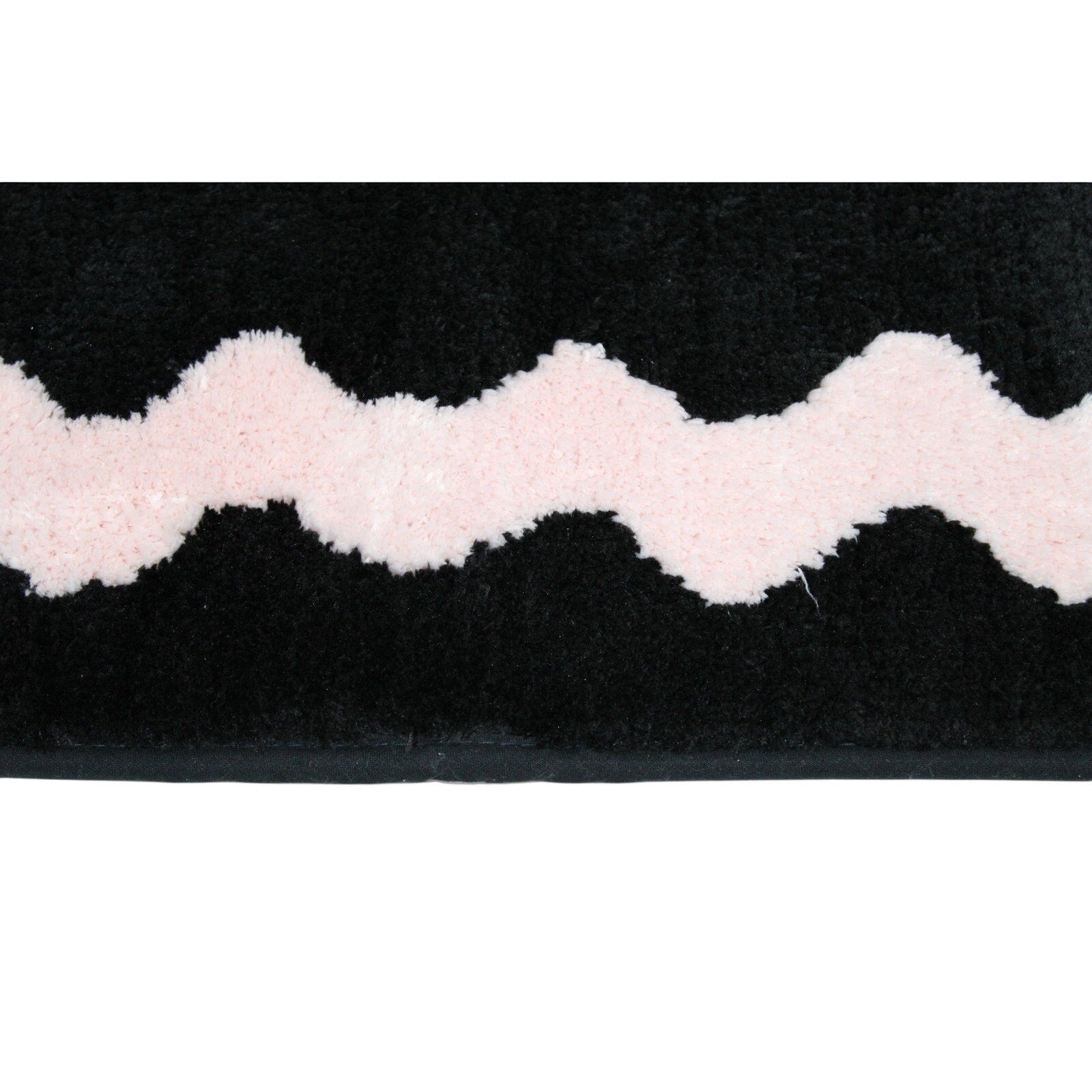 Betsey Johnson Pink wavy line Black Bath Rug 20 x 32 NEW