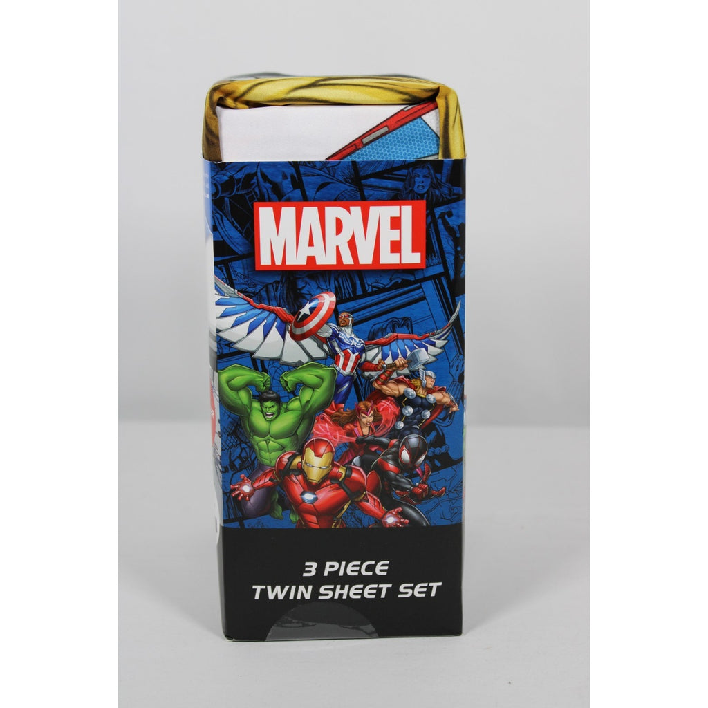 Marvel AVENGERS Twin Sheet Set 1 Fitted 1 Flat Sheet 1 Pillowcase 3 Piece