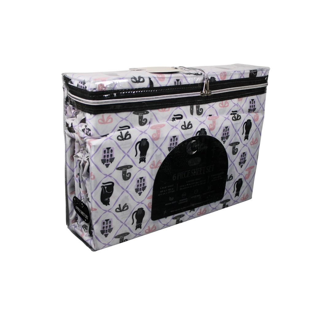 Halloween Haunted Black Cats/Hats/Bows KING Mystic Moon 6 Piece Sheet Set