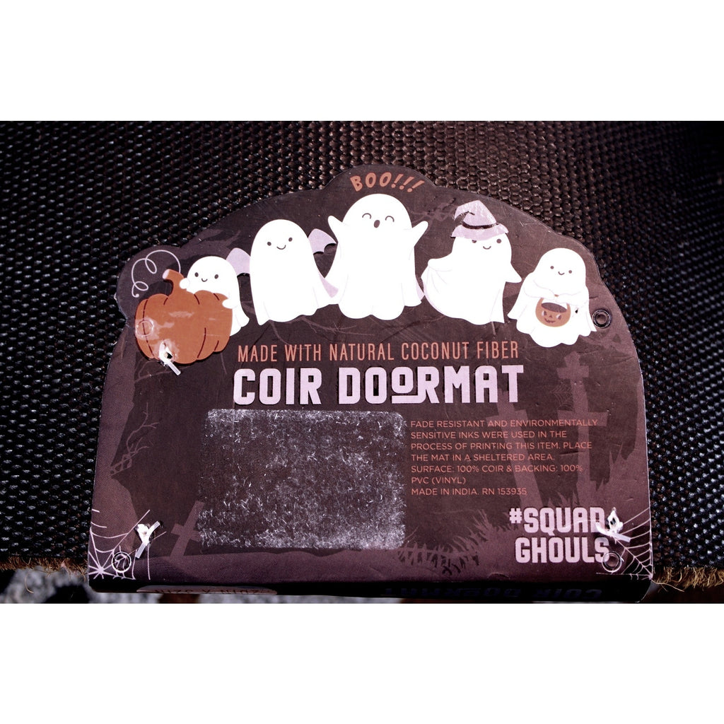 Halloween Ghosts Natural Coir Doormat Non-Slip "HEY BOO"  20x32in - NEW