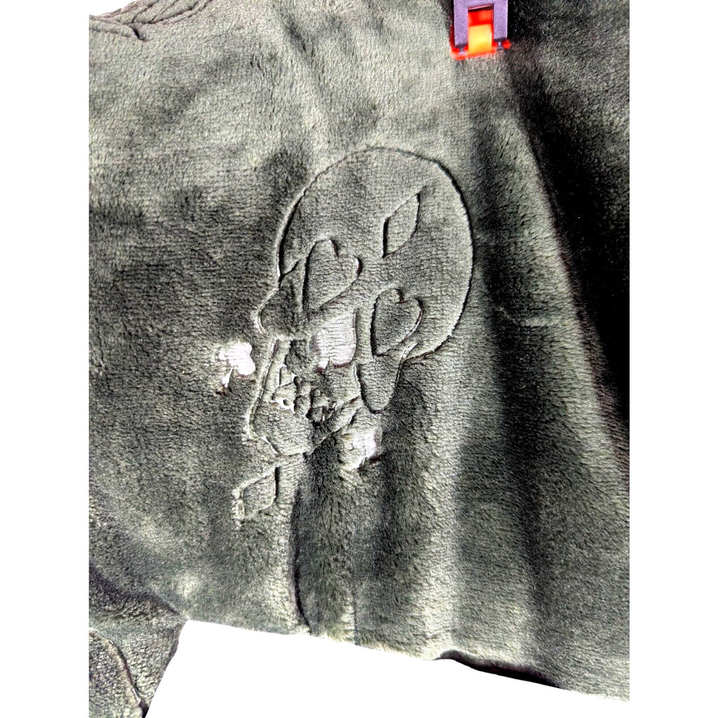 ED HARDY Green Embossed Plush Oversized Throw Blanket 60x70 Skull Dice Heart Y2K