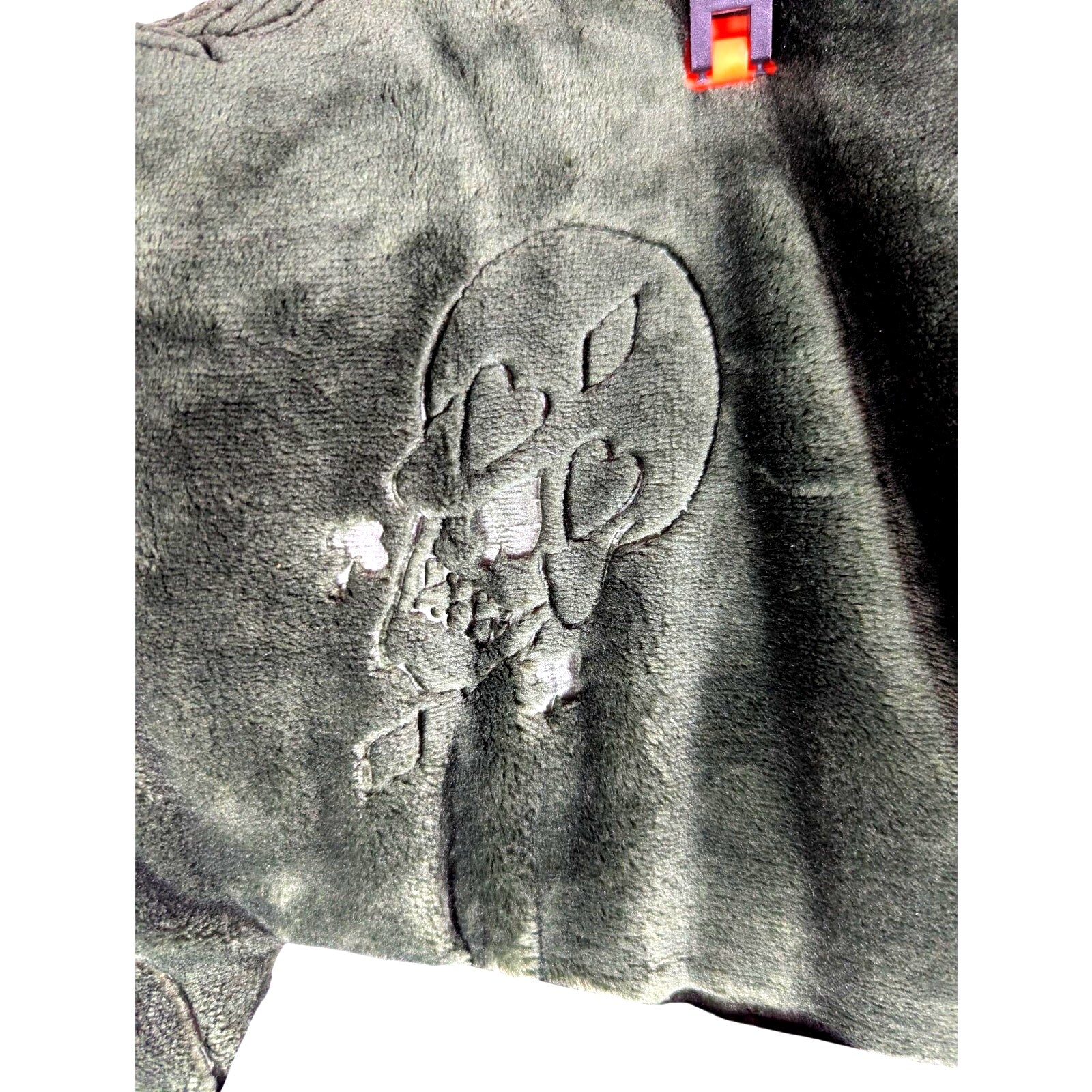 ED HARDY Green Embossed Plush Oversized Throw Blanket 60x70 Skull Dice Heart Y2K