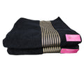 JUICY COUTURE 2psc Cotton Bath Towels, BLACK, Gold Stripes 100% Cotton 28"x54"